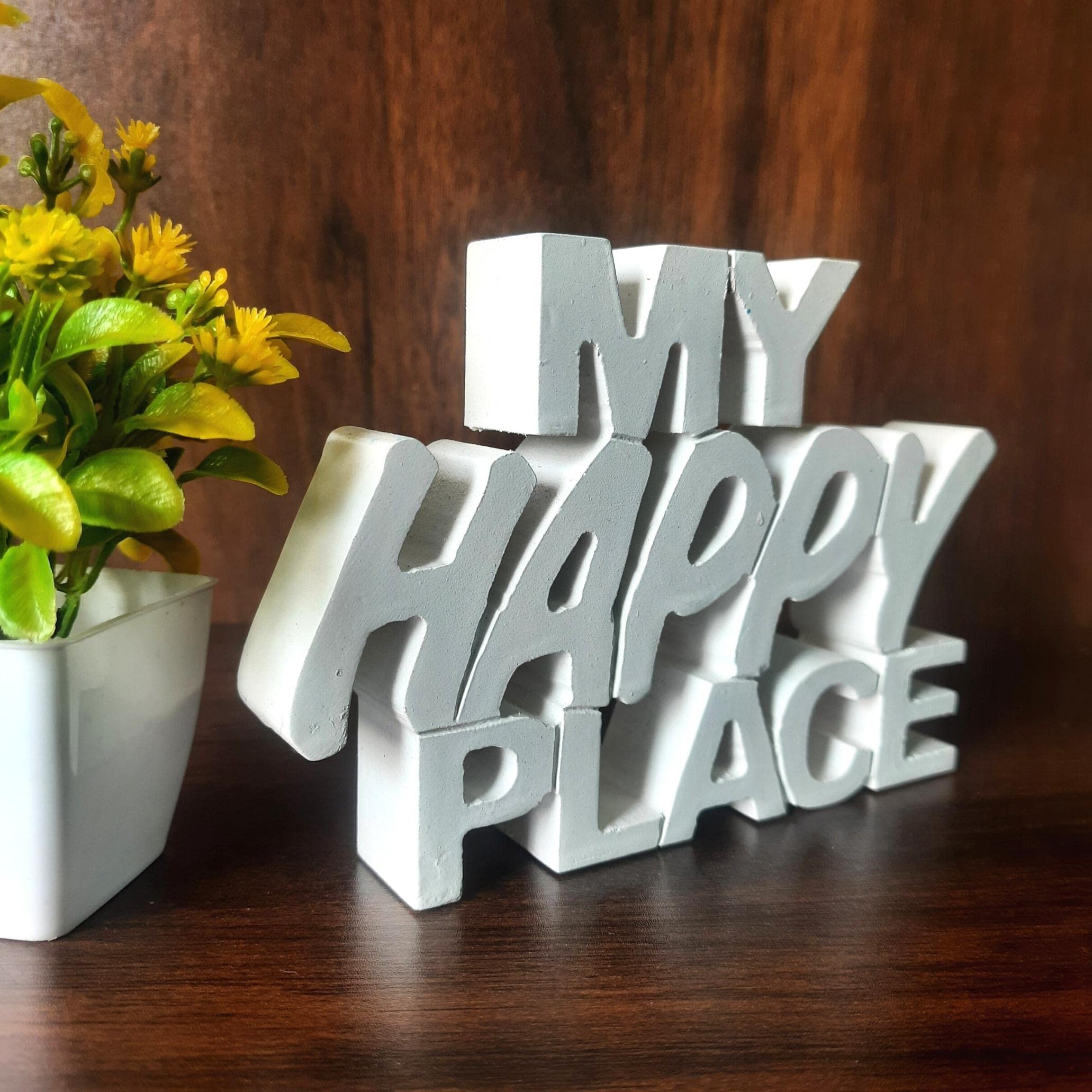 SFURTI My Happy Place Showpiece Home Decor Items I Table Decorative Item I Best for Living Room, Center Table, Book Shelf, Office Table Décor Item I Study Table Decor Items (6.8 X 4.5 Inch)