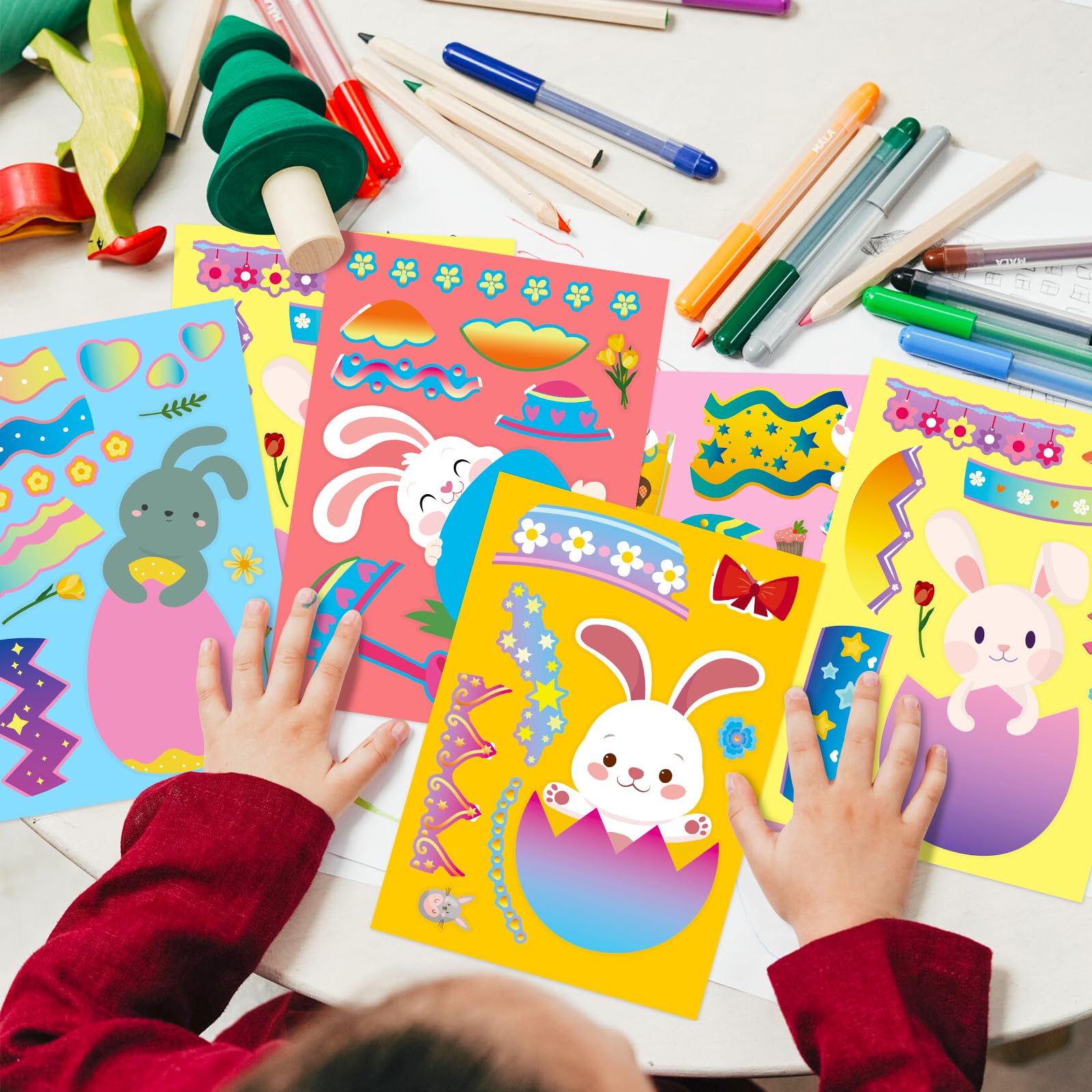 36 Sheets Easter Rabbit Make a Face Stickers+50 Themed Stickers - Image 4