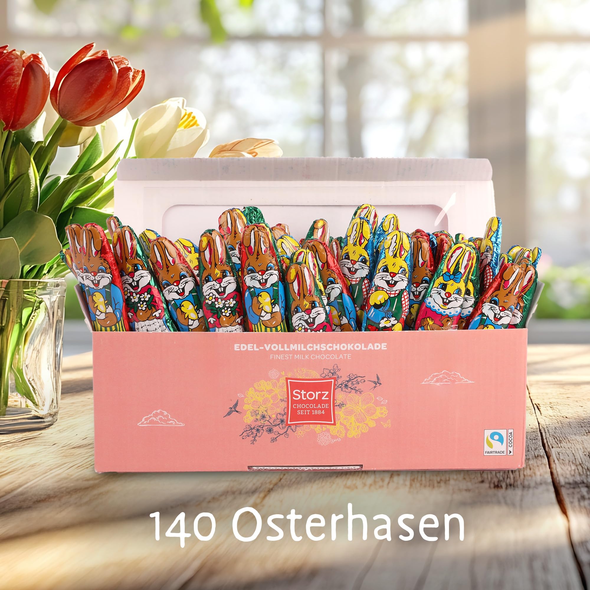 Storz Schoko Osterhasen Vorteilspack – 140 Stück à 5,5g – Schokolade einzeln verpackte Osterhase Schokolade – Ideal für Schulen, Kitas & Ostergeschenke