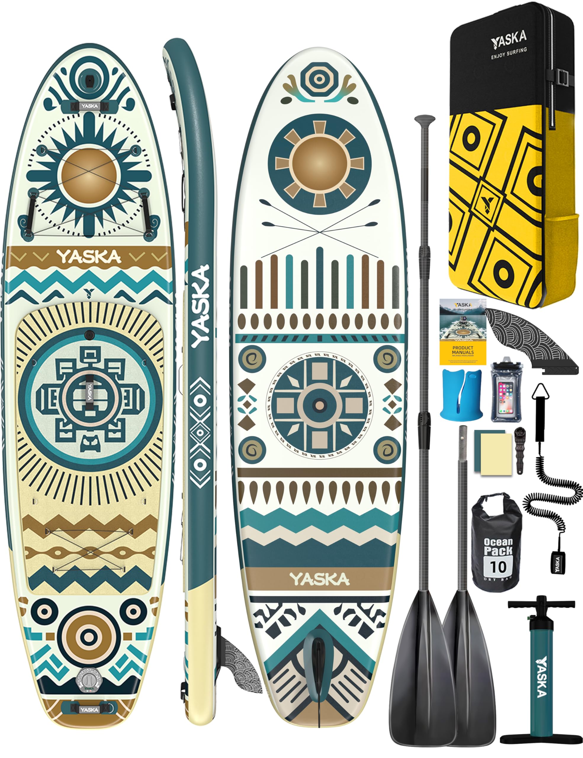 Yaska SUP Gonfiabile Adulti con Tutti gli Accessori e Portabicchiere,335cm Stand up Paddle Gonfiabile per Tutti i Livelli di Abilità,Paddle Board con Capacità di 200kg per 2 Persone