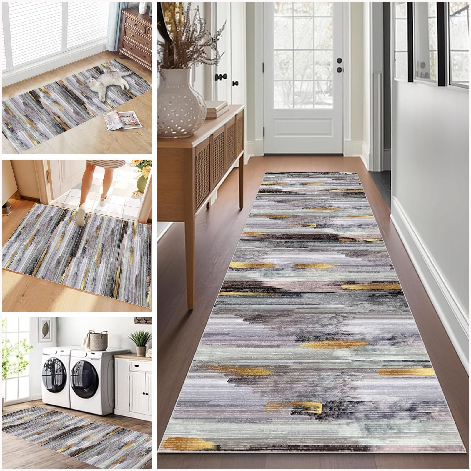 Alfombras de Pasillo Larga 40 x 60 cm Alfombra de Corredor Alfombra de Cocina Lavable Antideslizante Alfombras de área Alfombras de Habitacion Alfombra de Entrada Absorbente para Exterior Interior