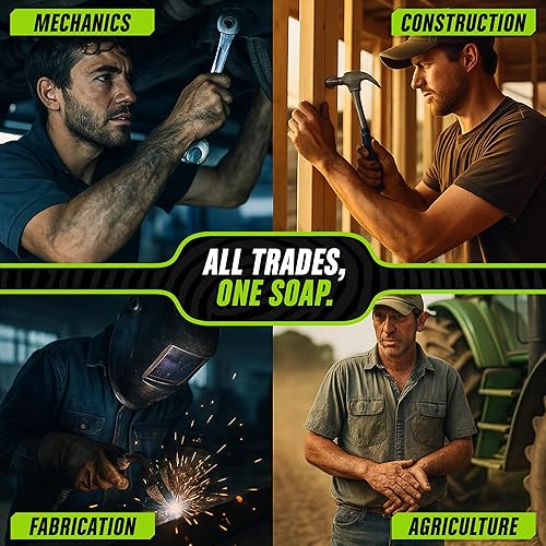 Miniatura 7 de Grip Clean Limpiador de manos para mecánicos de automóviles, jabón pómez resistente + cepillo de uñas, tienda de herramientas, garaje, comercial,