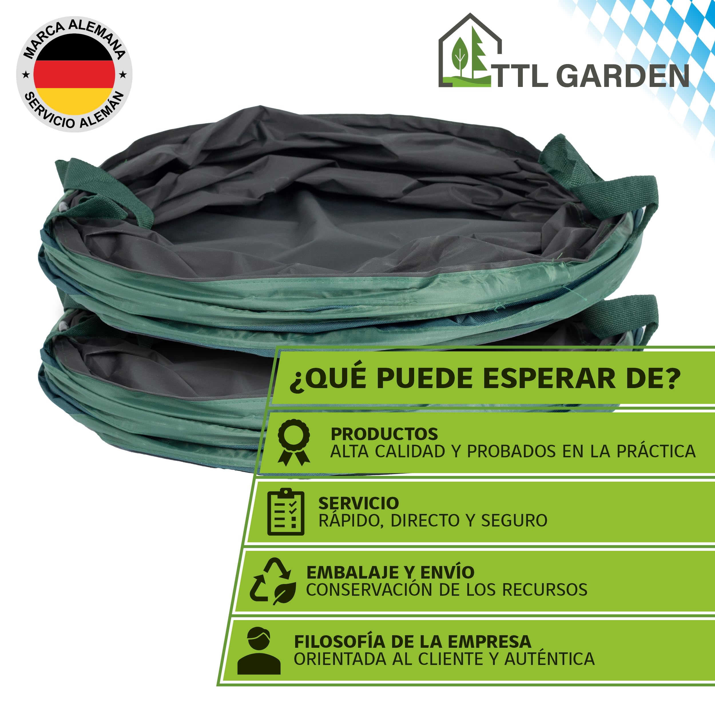 TTL Garden 2 x 160L Premium Pop Up - Saco de jardín (2 unidades, 220 g/m², 600D Oxford, 160 L, plegables, extra estables)