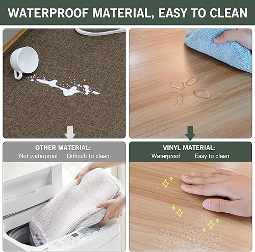 Miniatura 3 de tixpol Alfombra para sala de estar, alfombra transparente de 8 x 12 pies para comedor, antideslizante, impermeable, de vinilo, protector de suelo,