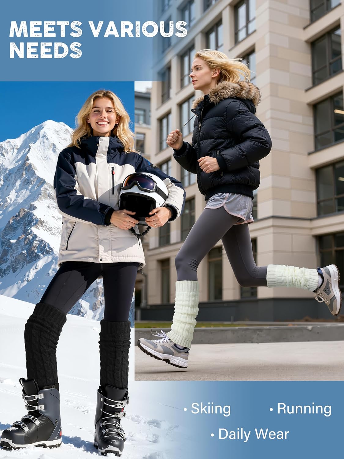 4 Pairs Winter Fleece Lined Leg Warmer for Women Skating boot Leg Warmer Thermal Warm Knitted - Image 7