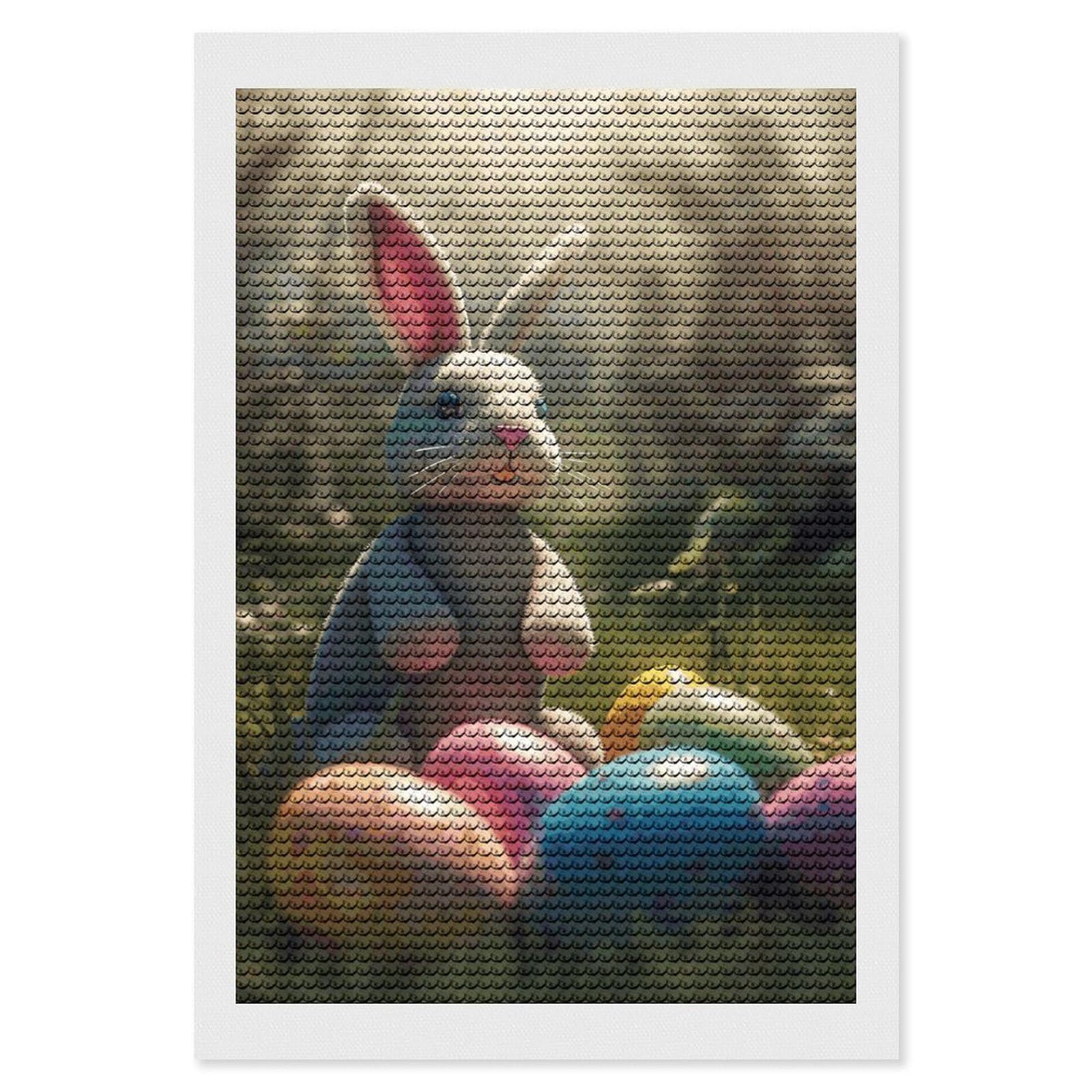 Rabbit and Easter Egg Diamond Painting Kits for Adults, DIY 5D Diamond Painting Kits for Beginners, Round Full Drill Diamond Dots Paintings, Diamonds Pictures Gem Art for Crafts Home Decor 8"x12"