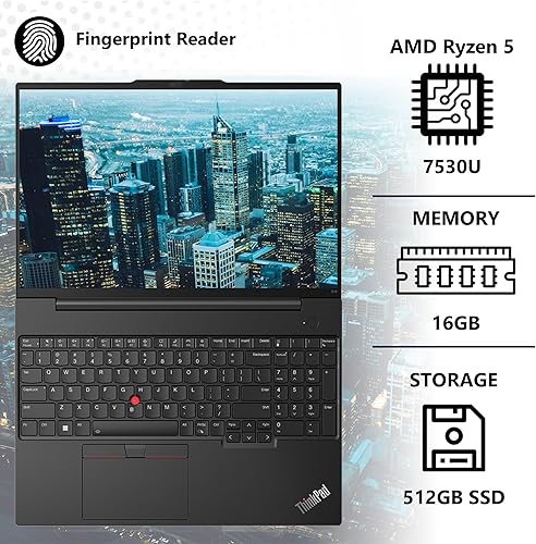 Miniatura 2 de Lenovo ThinkPad E16 - Laptop empresarial, pantalla WUXGA de 16 pulgadas, AMD Ryzen 5 7530U (Beats Intel i7-1165G7), 16 GB de RAM, 512 GB SSD, HDMI,