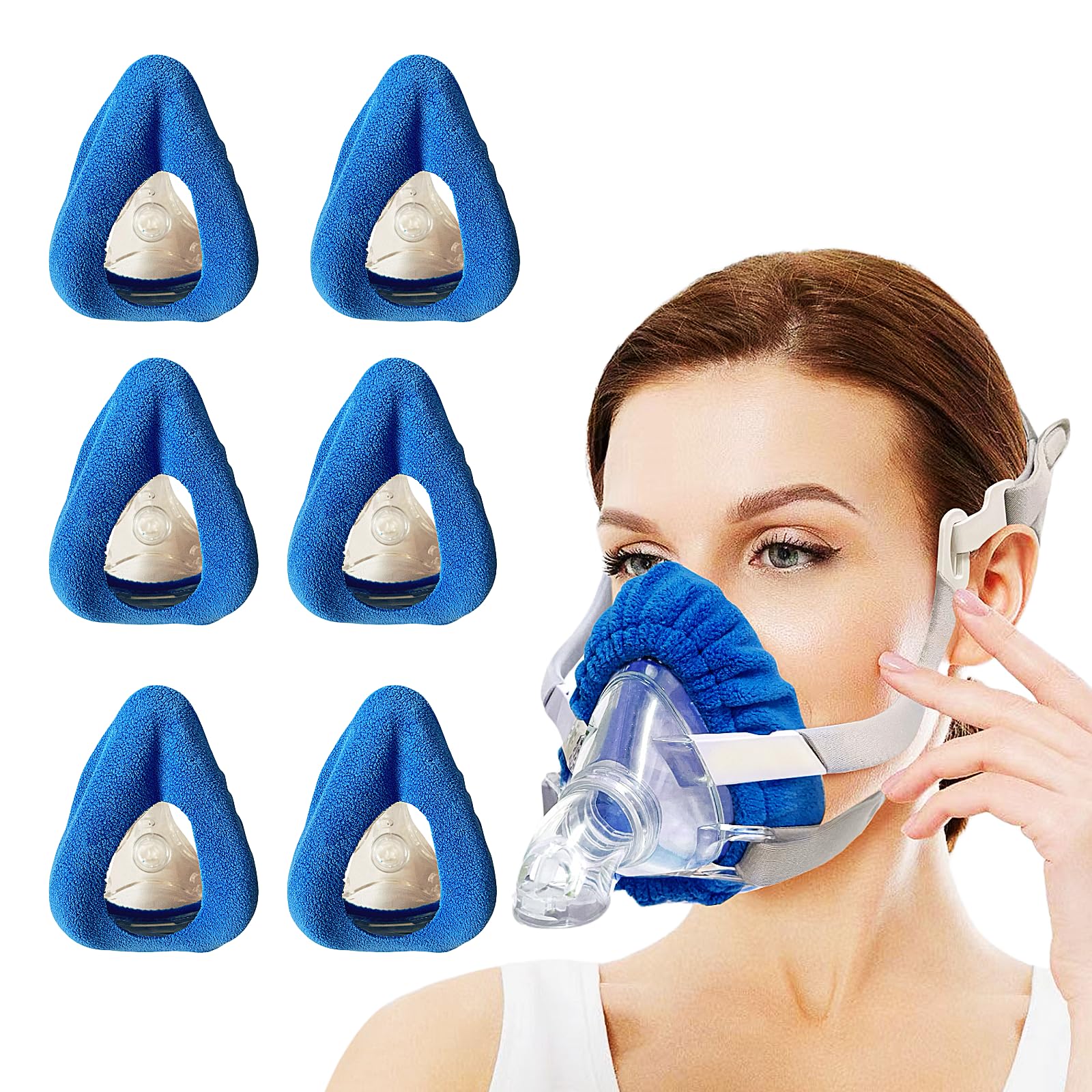 6 Pack Mask Liners Compatible with Large Size CPAP Full Face Mask Comfort Reusable Cushion Mask Covers Absorbs Facial Oils and Moisture Improve The Comfort of Wearing The Mask (Large Size)