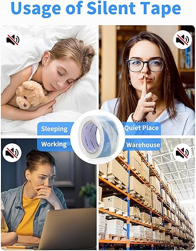 Miniatura 3 de JARLINK Paquete de película elástica con 12 cintas de embalaje silenciosas sin ruido para embalaje de envío, sellado en movimiento, 2.4 mil de