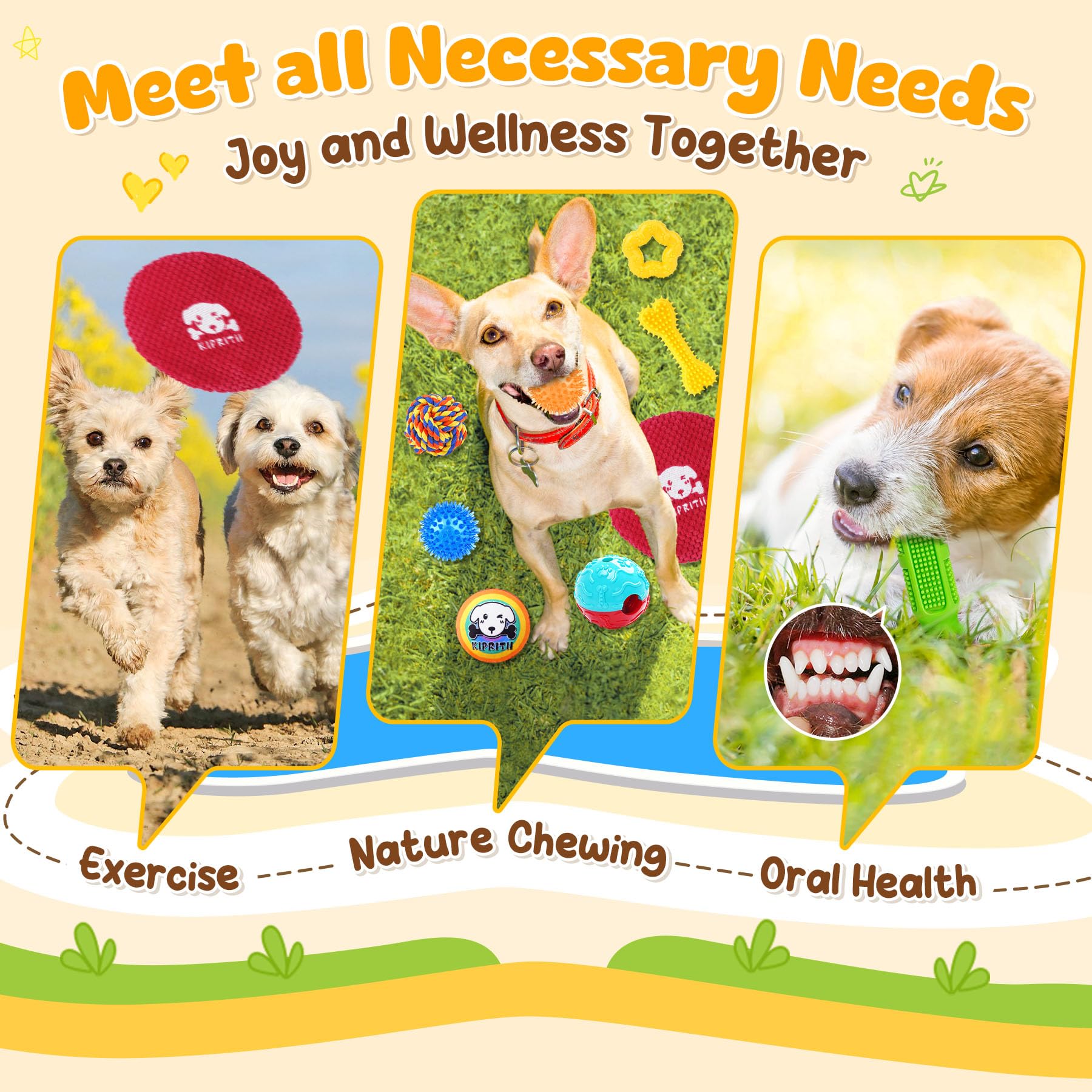 KIPRITII 25 Pack Verschiedene Hundespielzeuge Set - Ideal für Zahnen, Unterhaltung & interaktives Spielen, enthält Welpenspielzeug, Seilspielzeug, Leckerlibälle und quietschendes Hundespielzeug