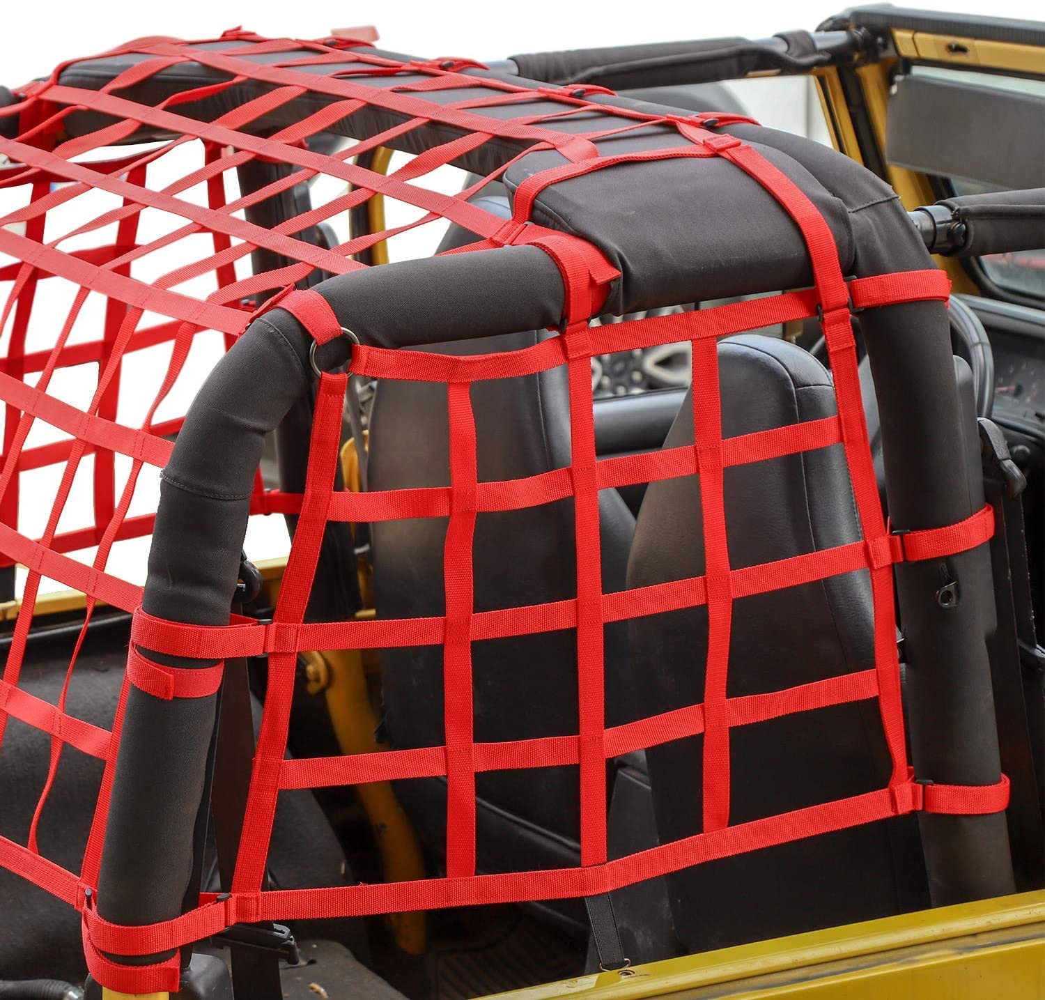 Red de Carga de Malla para Techo, Red de protección y sujeción de Carga para Maletero para Jeep Wrangler TJ 1997-2006, roja