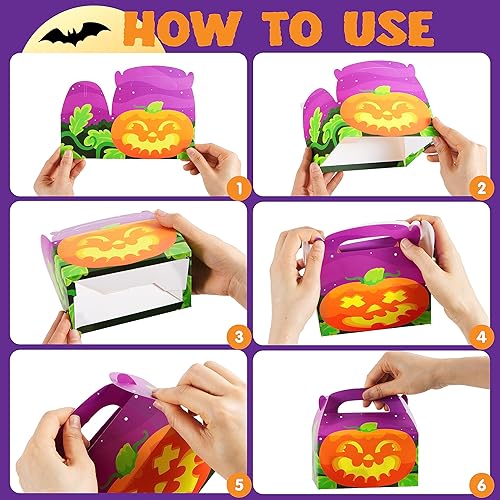 Miniatura 5 de JOYIN 24 cajas de cartón 3D de Halloween, cajas de dulces, bolsas de golosinas para dulce o truco, pasteles de vacaciones, cupcakes, suministros de