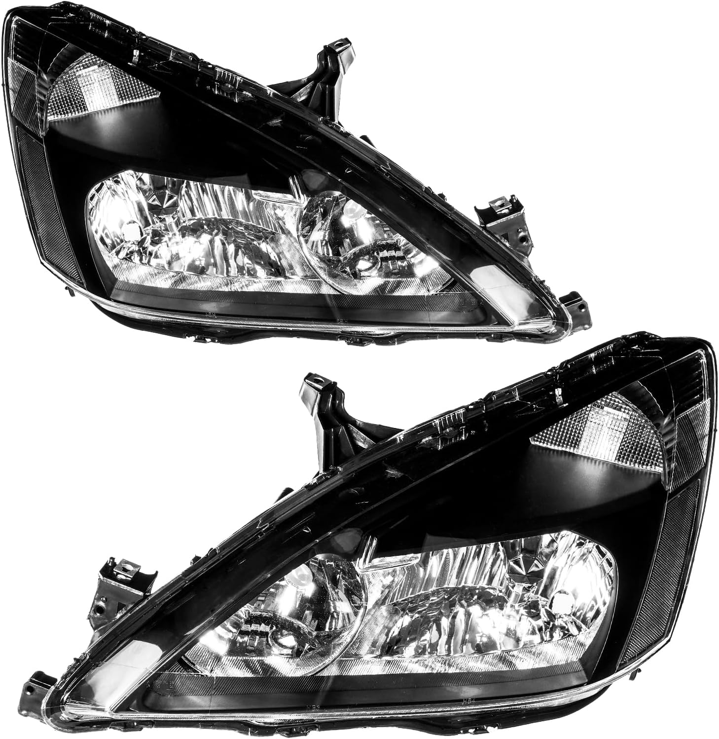 Headlight Assembly, 2PCS Headlights Assembly Compatible With 2003-2007 Accord Waterproof Headlights Assembly Clear Reflctor Clear Lens