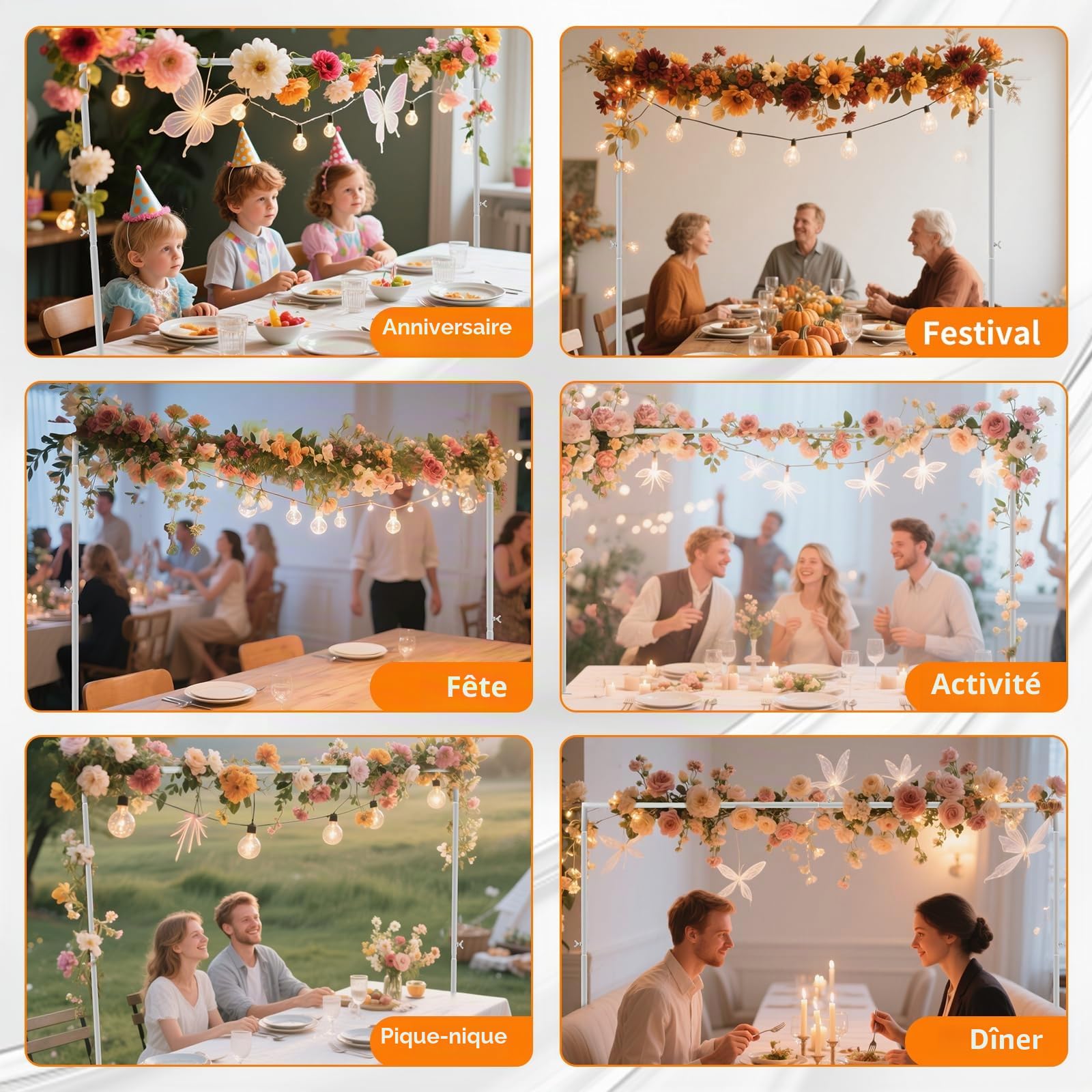 Arche De Table Extensible Avec Clip, Hauteur 71-142cm, Longueur 150-331cm, Peut Suspendre Des Ballons, Convient Pour La Table à Manger, Comptoir De Bar, Fête, Décoration De Mariage