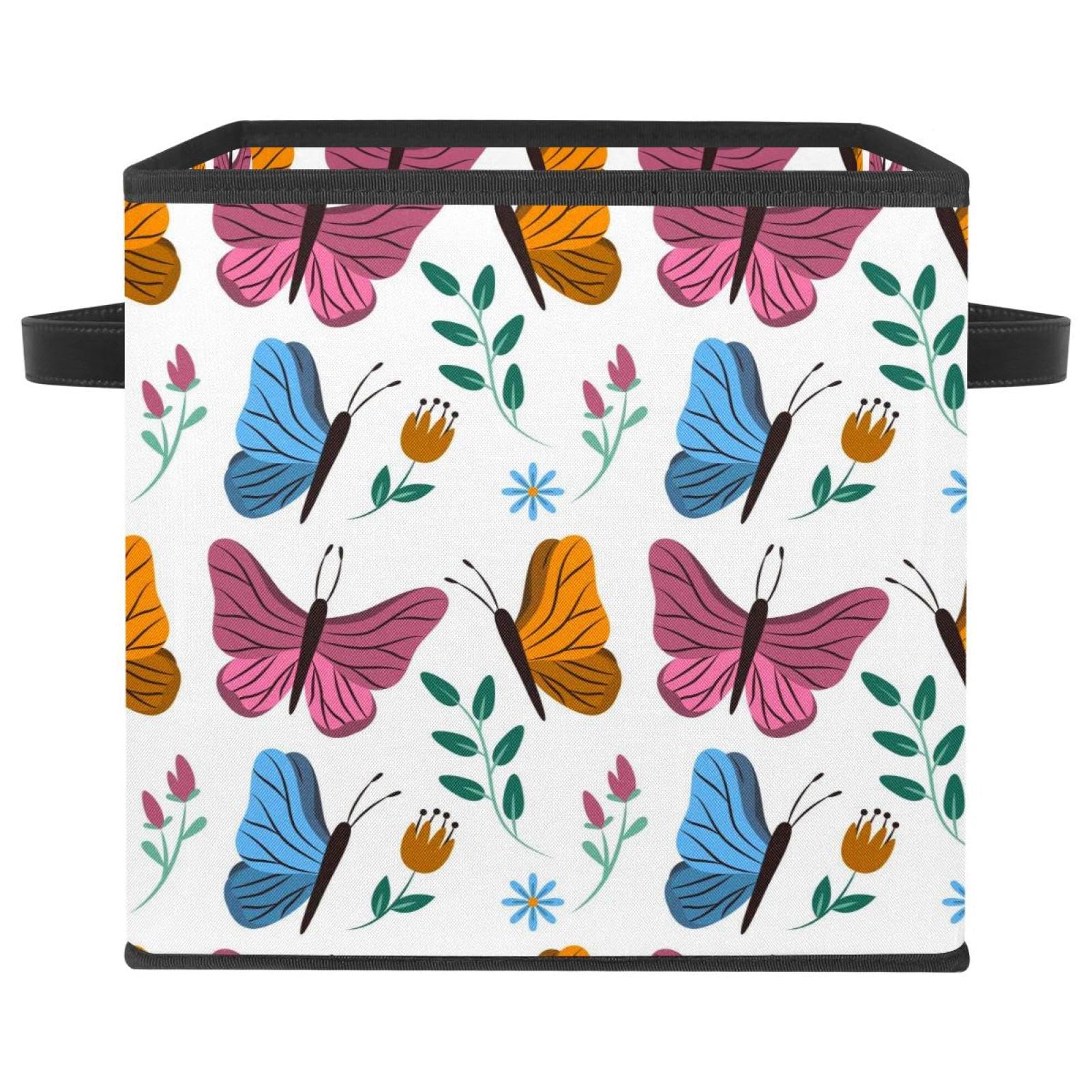 Panier de rangement en tissu cube avec poignées pour placards encombrés