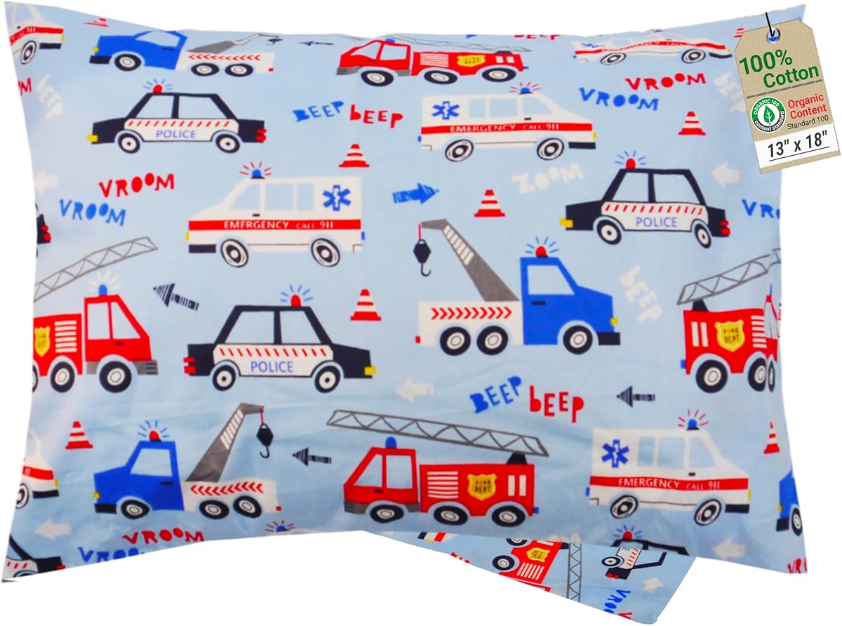ZPECC Almohada para niños pequeños con funda de almohada – Almohada hipoalergénica de algodón orgánico de 13 x 18, artículos esenciales para bebés para cuna de viaje, cochecito de guardería (destinado a 2 años en adelante) Coche