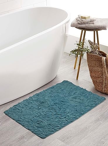 Home Weavers Bell Flower Collection - Tapetes de baño copetudos de 100 % algodón, extrasuaves y absorbentes, antideslizantes, lavables a máquina, Home Weavers Bell Flower Collection - Tapetes de baño copetudos de 100 % algodón, extrasuaves y absorbentes, antideslizantes, lavables a máquina,