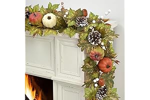 Charming Fall Garland: Festive Decor with Pumpkins and Pine Cones