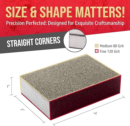 Miniatura 10 de Bloques de esponja de lijado de grano medio de ángulo único de 5 x 3 x 1 pulgadas, ladrillos de espuma de papel de lija lavables y reutilizables,