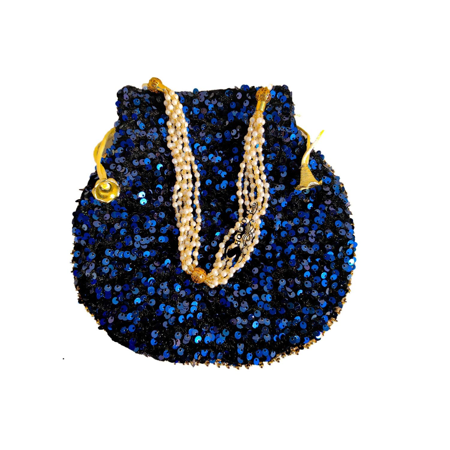 Potli - Bolsas para mujer con estilo para regalos de boda, color azul de Indian Collectible, Multi