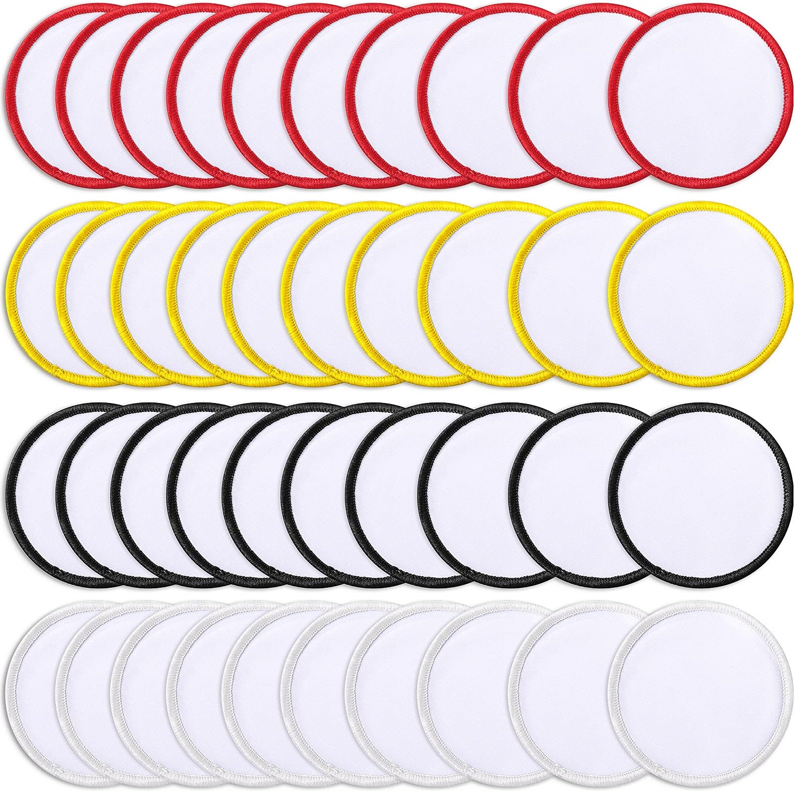 40 Pieces Iron on Round Sublimation Patch Blank Fabric Circle White Patch Circle White Patches Heat Transfer Repair Blank Patches for Clothes, Hats, Uniforms, Backpacks, Shoes