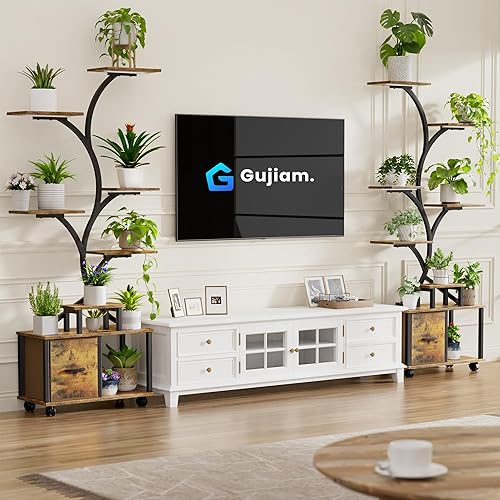 Miniatura 2 de Soporte para plantas de 65 pulgadas con luz de crecimiento, estante de plantas de interior de 9 niveles con cajón, soporte de estante de esquina