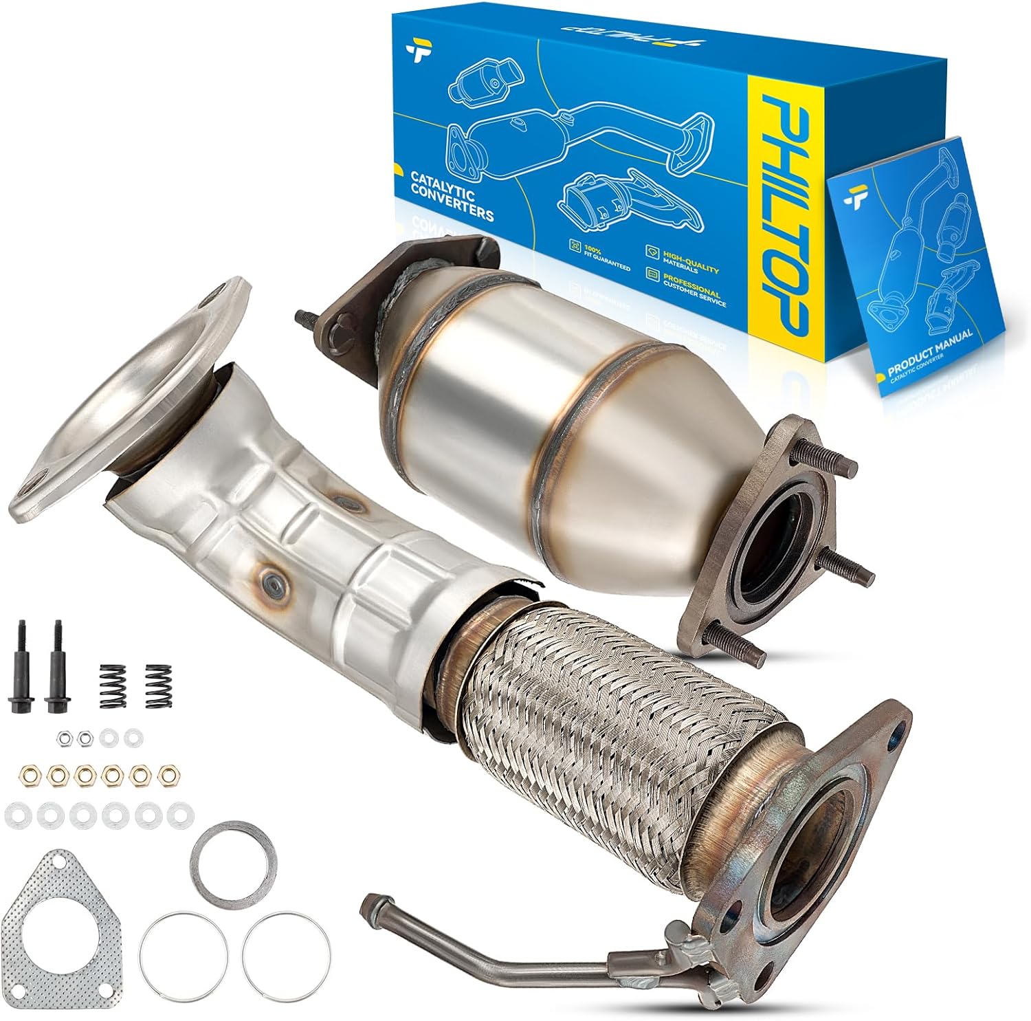 PHILTOP Direct-Fit Catalytic Converter Kit Compatible with Honda, Acura 2008-2012 Accord 2.4L, 2009-2013 TSX 2.4L Replace# 16436, 642118, 18209, 52473, 28176 (EPA Compliant)