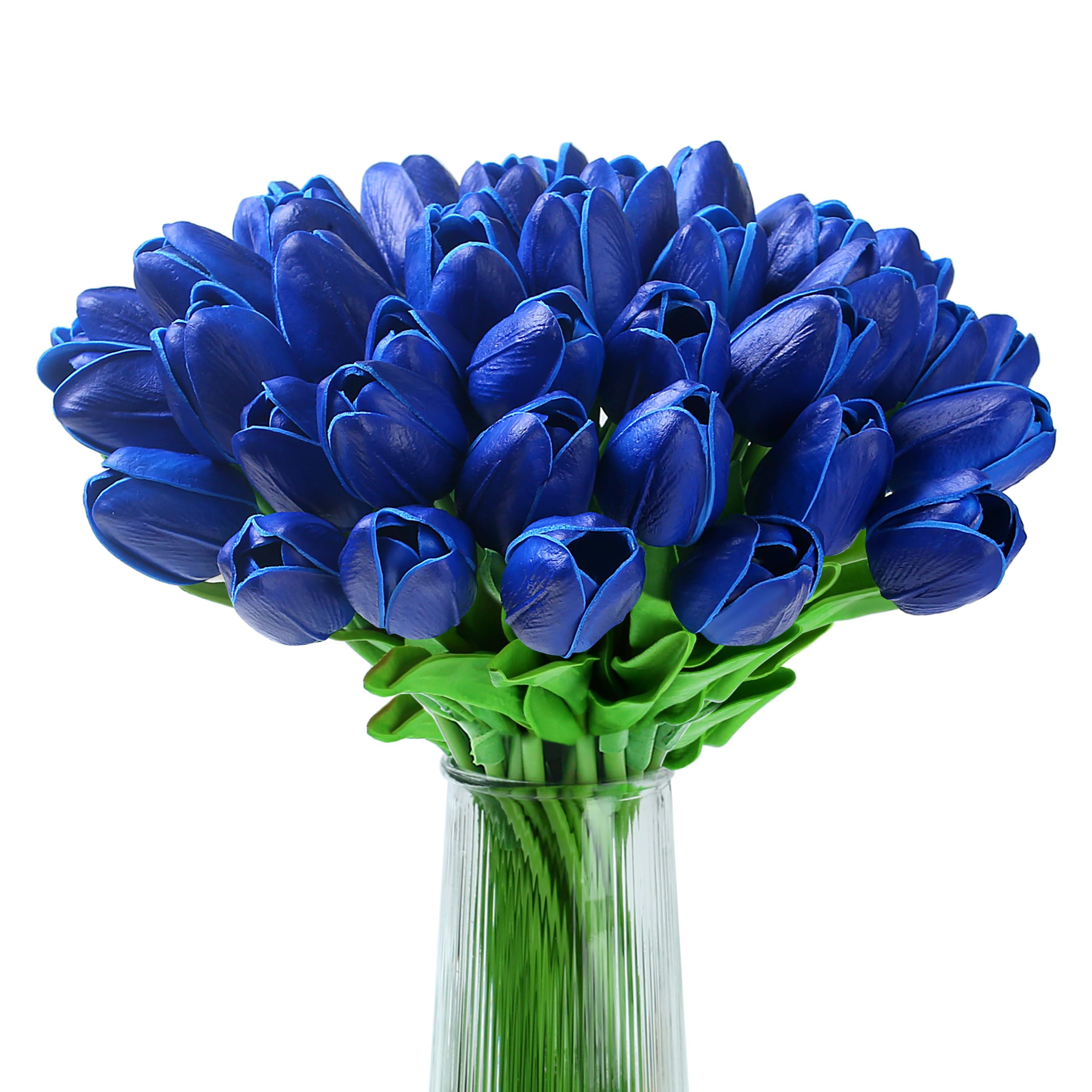 XIANNVXI 20 Pcs Artificial Blue Tulips Flowers Silk Tulips Decorative Fake Faux Blue Flowers for Spring Wedding Party Indoor Home Rome Office Decor 14 Inch