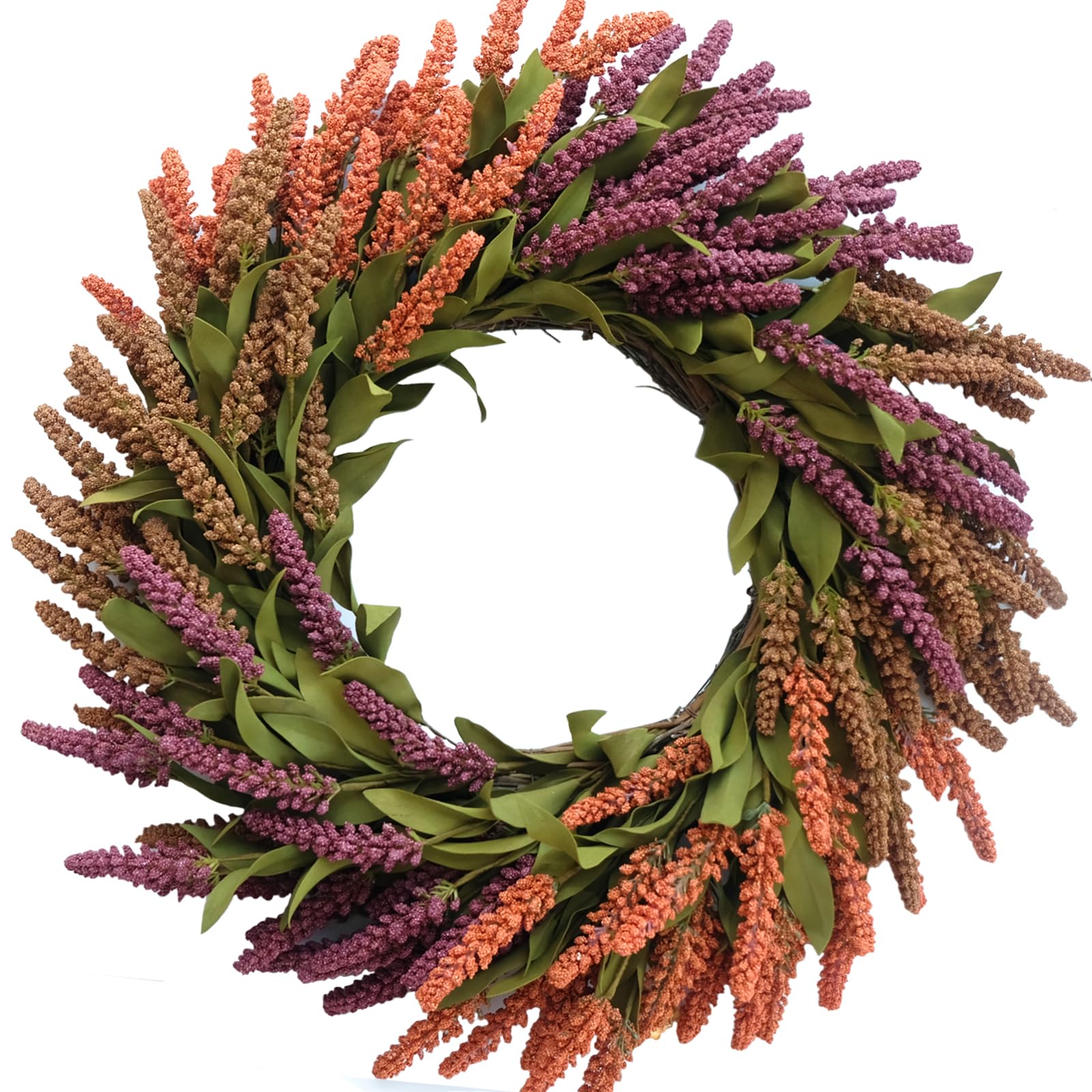 Bibelot 20" Fall Wreath, Wheat Autumn Wreaths for Front Door, Fall Grain Harvest Wreath for Thanksgiving, Farmhouse or Room Indoors, Outdoors