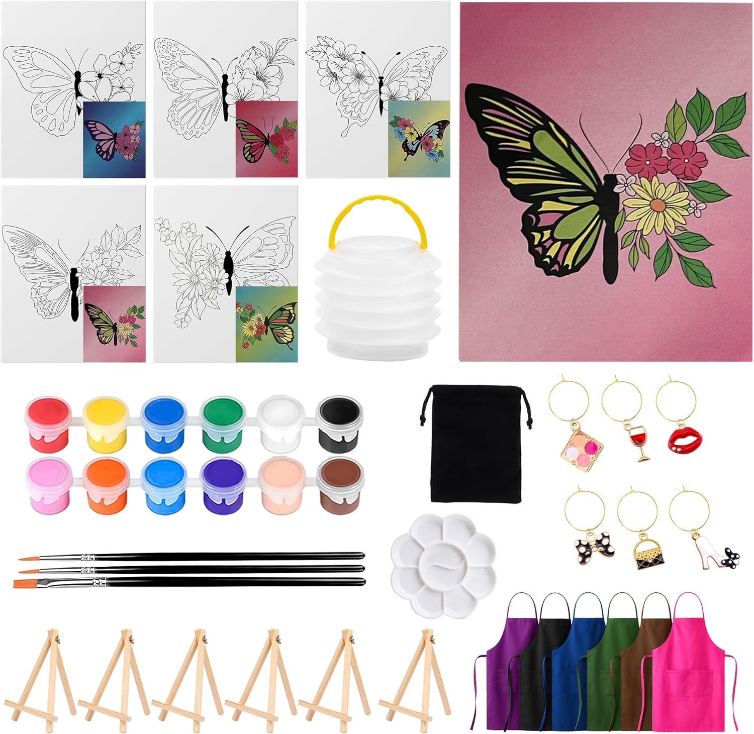M7 Trends Pre-Drawn Canvas Painting Kit – Relaxing DIY Art Set with Butterfly Design, Vibrant Acrylic Paints & Brushes – Ideal for Beginners, Adults & Kids!