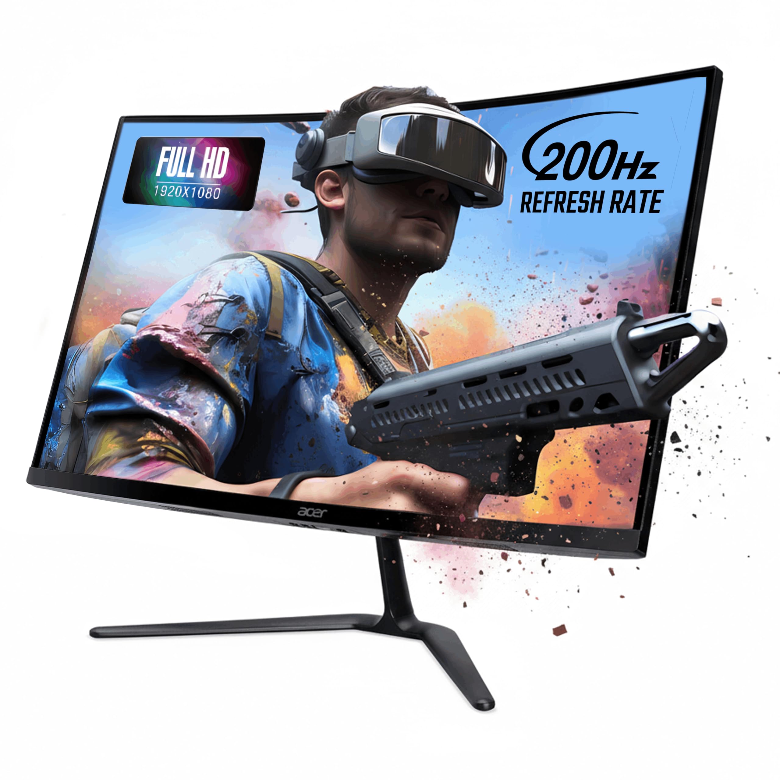 Acer Nitro ED270 X0 27 inch Full HD 1920×1080 VA Curved Gaming Monitor | 200 Hz Refresh | 1 ms VRB | AMD FreeSync Premium | HDR10, sRGB 99% | ZeroFrame | Tilt Adjust | HDMI & DisplayPorts | Black-image-49