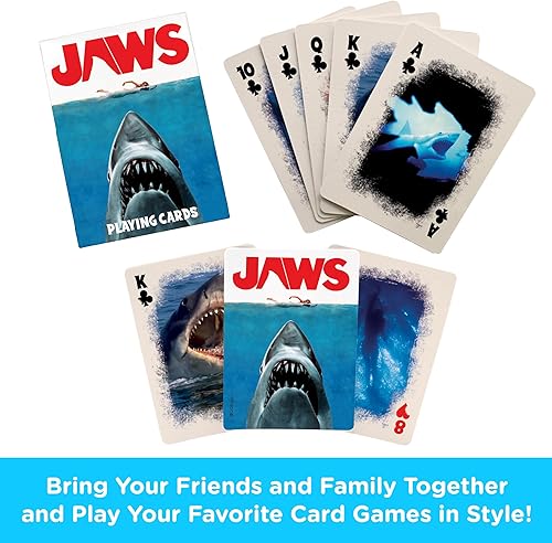 Miniatura 2 de AQUARIUS Jaws Playing Cards - Baraja de cartas con temática de mandíbulas para tus juegos de cartas favoritos, mercancía y coleccionables de Jaws,