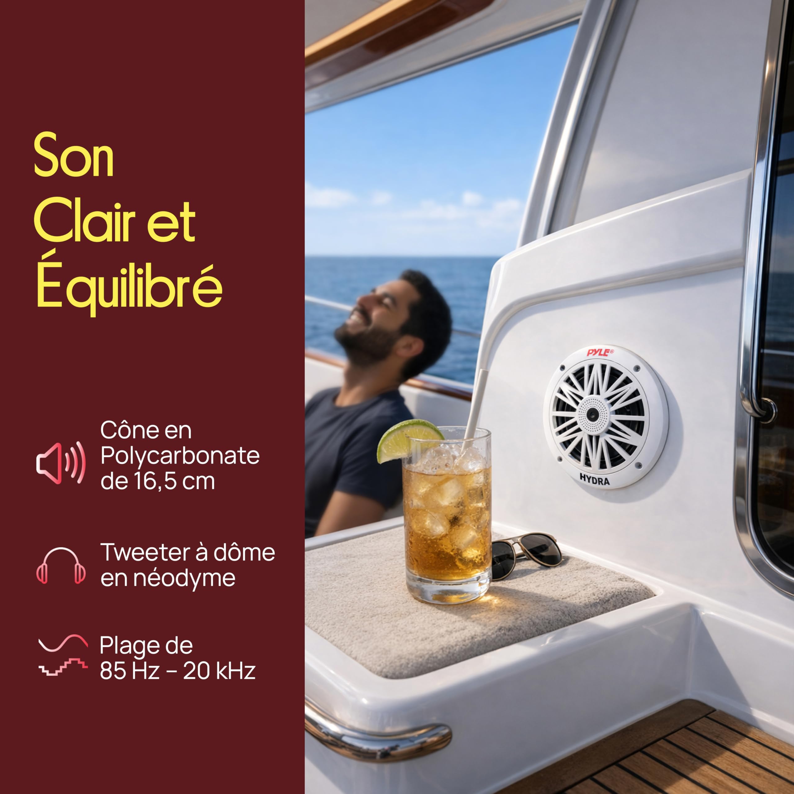 Pyle Haut-Parleurs Marine - Enceintes Extérieurs 2 Voies - Système Audio Stéréo Extérieur Résistant à l'Eau et aux Intempéries - Haut-parleur Marin étanche - 200 Watts - 1 Paire - Blanc