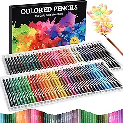 Pacote com 72 lápis de colorir, lápis de cor para livros de colorir adultos com núcleos macios à base de óleo, conjunto de lápis de cor para esboçar camadas de mistura, materiais de arte para crianças