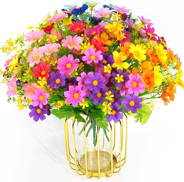 NUZEKY Artificial Flowers, 6 Bundles Fake Flowers, Silk Daisy False Flowers no Fade no Powder for Flower Arrangement Home Garden Outdoor Indoor Party Decor
