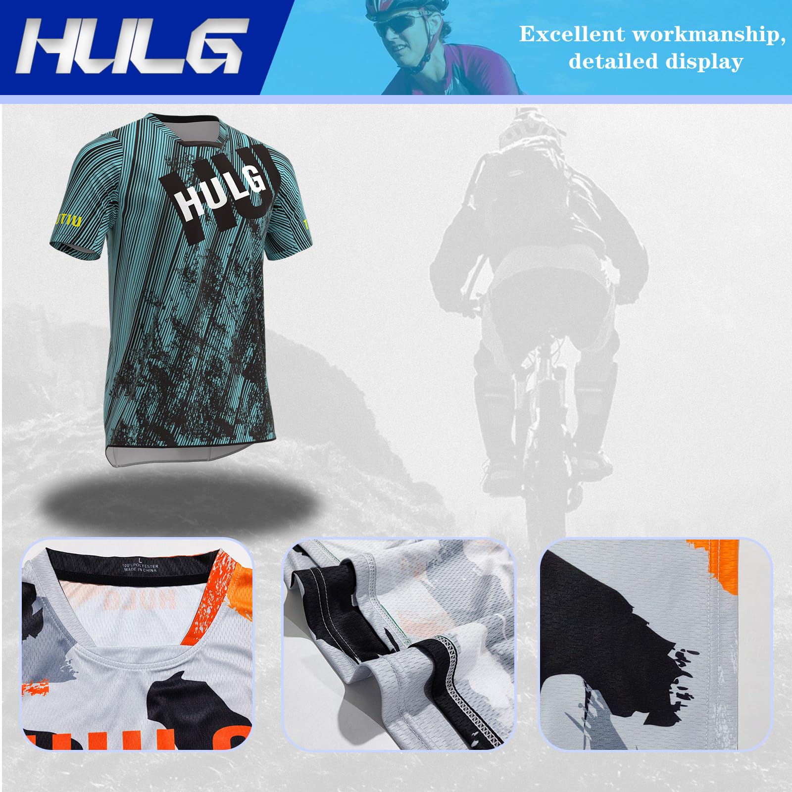 Koszulka Rowerowa MTB HULG, Męska, Krótka, Oddychająca, Szybkoschnąca, Antybakteryjna, Szara, XS