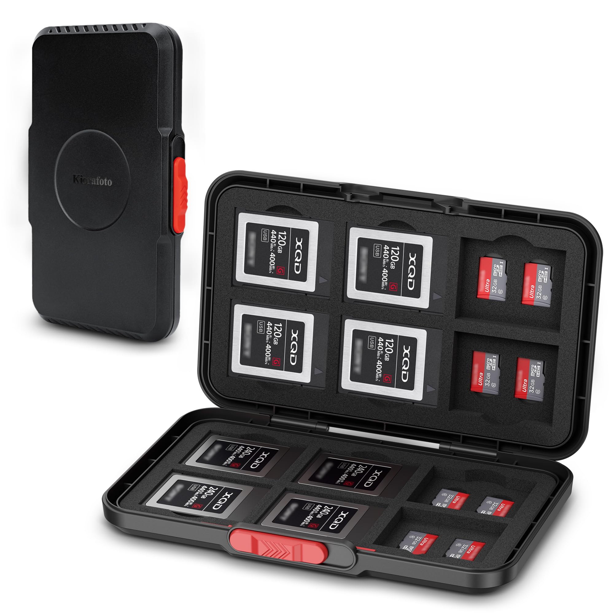 Pop Up Style XQD Cfexpress Type-B Card Case,36 Slots Memory Card Holder Wallet for 12 XQD Cfexpress Type-B Cards & 24 Micro SD SDXC SDHC TF MSD Cards, Portable Slim MicroSD Cfexpress Memory Card Case-image-25