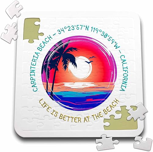 3dRose Carpinteria Beach, California. La vida es mejor en el regalo de la playa - Puzzles (pzl-361787-2)