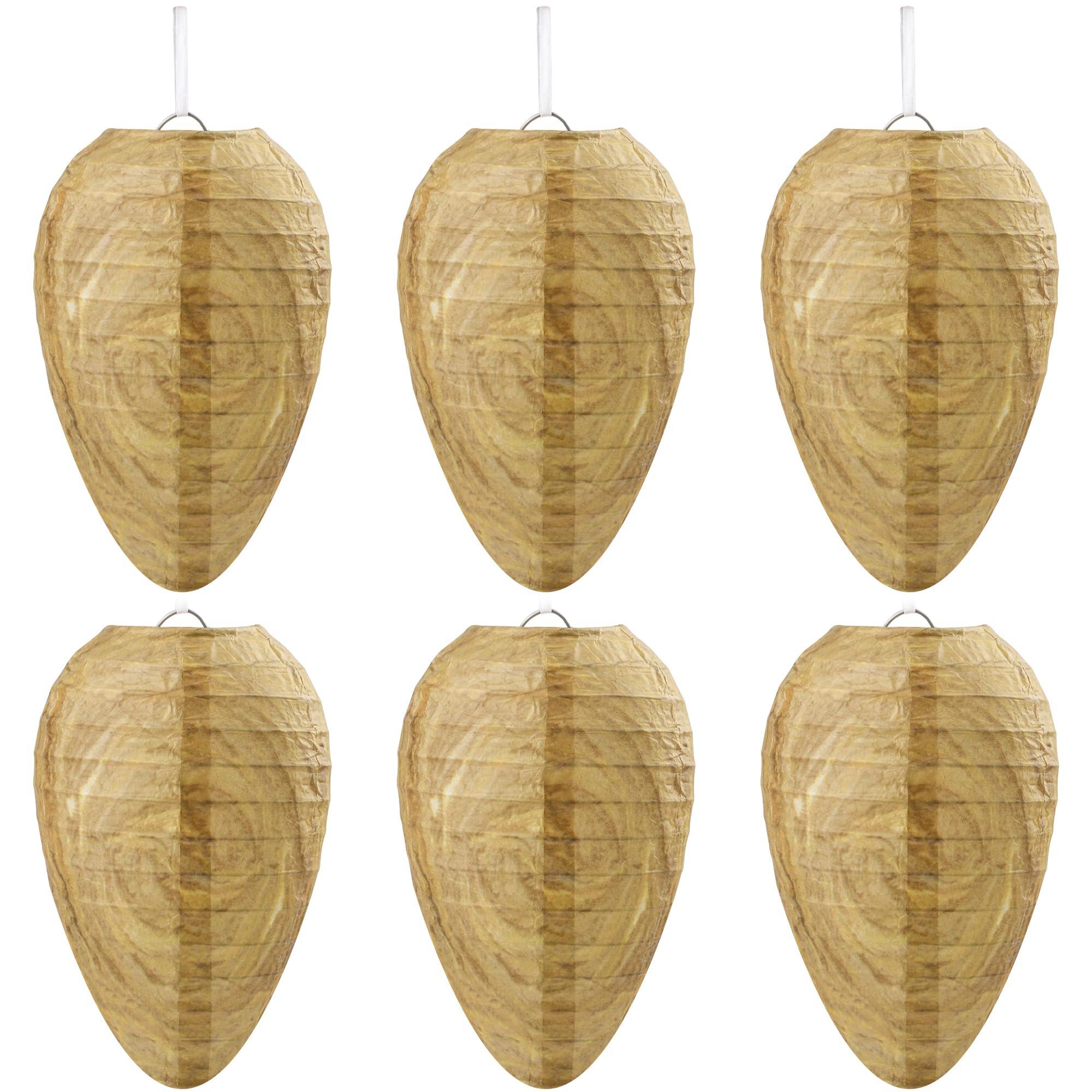 3/6/12 Pack Mini Size Paper Wasp Nest Decoy Hanging Fake Wasp Nest for Wasps Hornets Yellow Jackets Home Garden Yard Outdoors