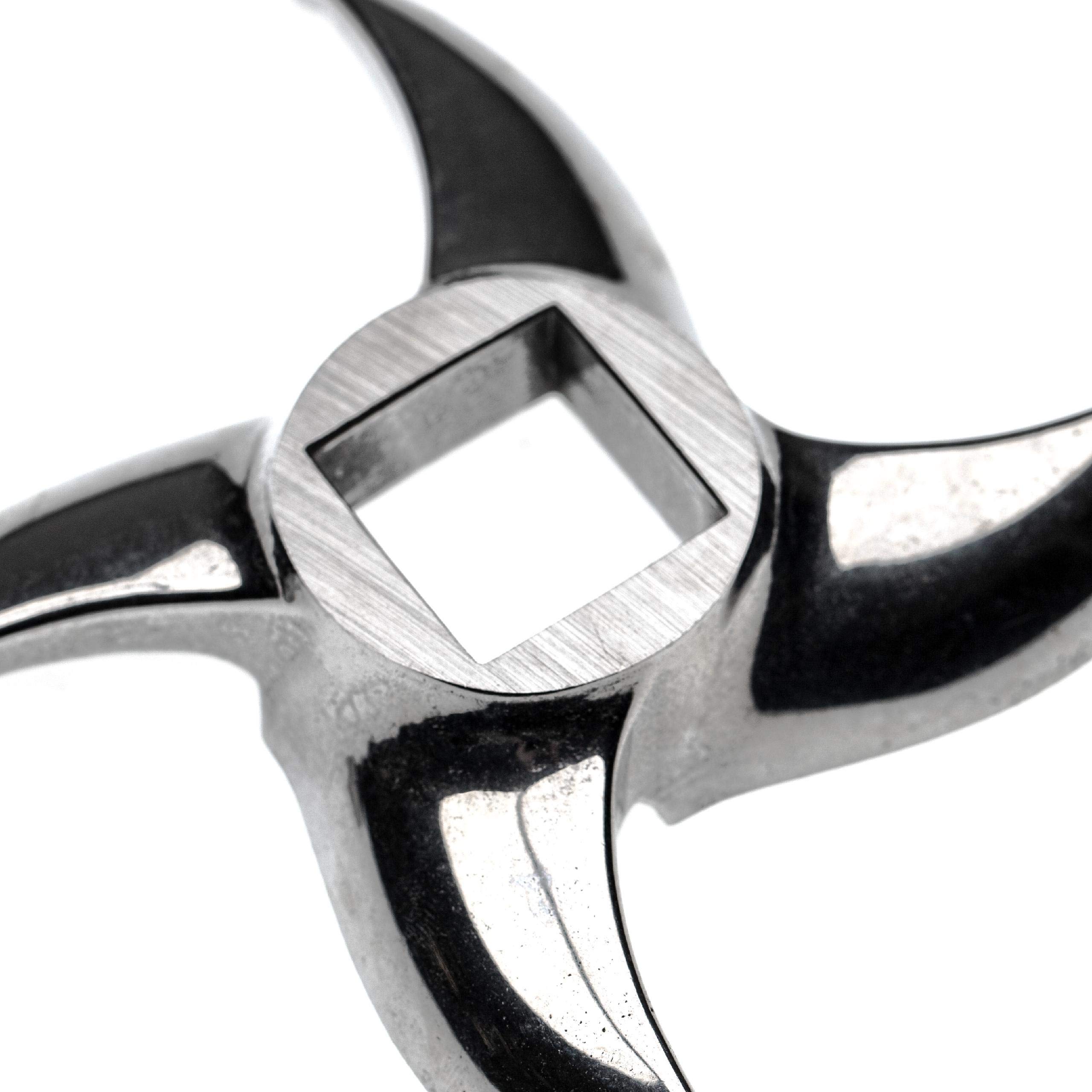 vhbw Coltello a falce m. 42 per tritacarne - apertura quadrata, 22,1 x 22,1 mm, acciaio inox
