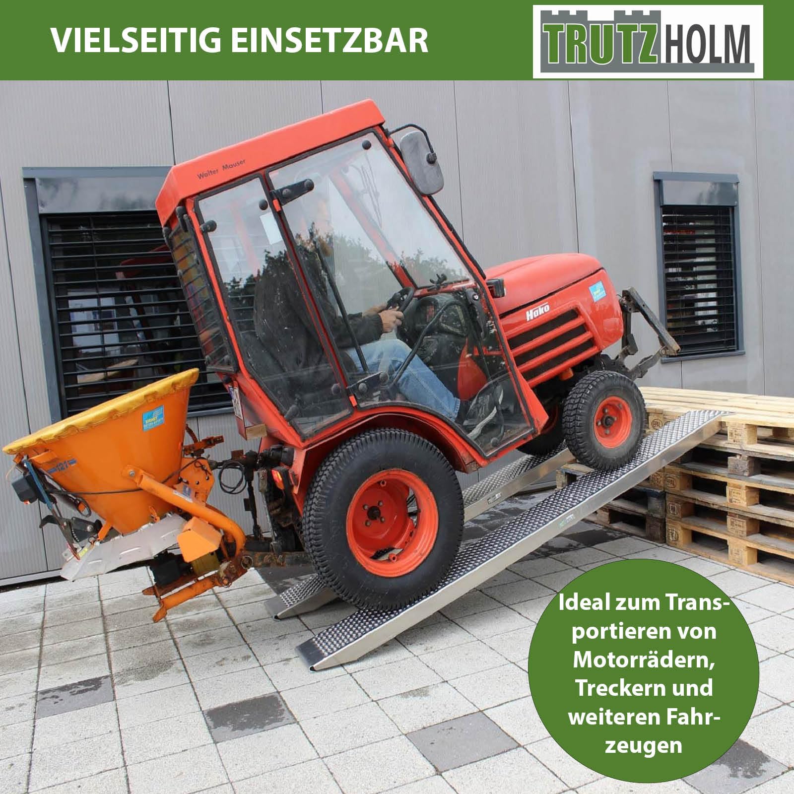 TRUTZHOLM 2X Auffahrrampe Alu Länge 250 cm Tragkraft 1000 kg profilierte Lauffläche vernietetes Blech