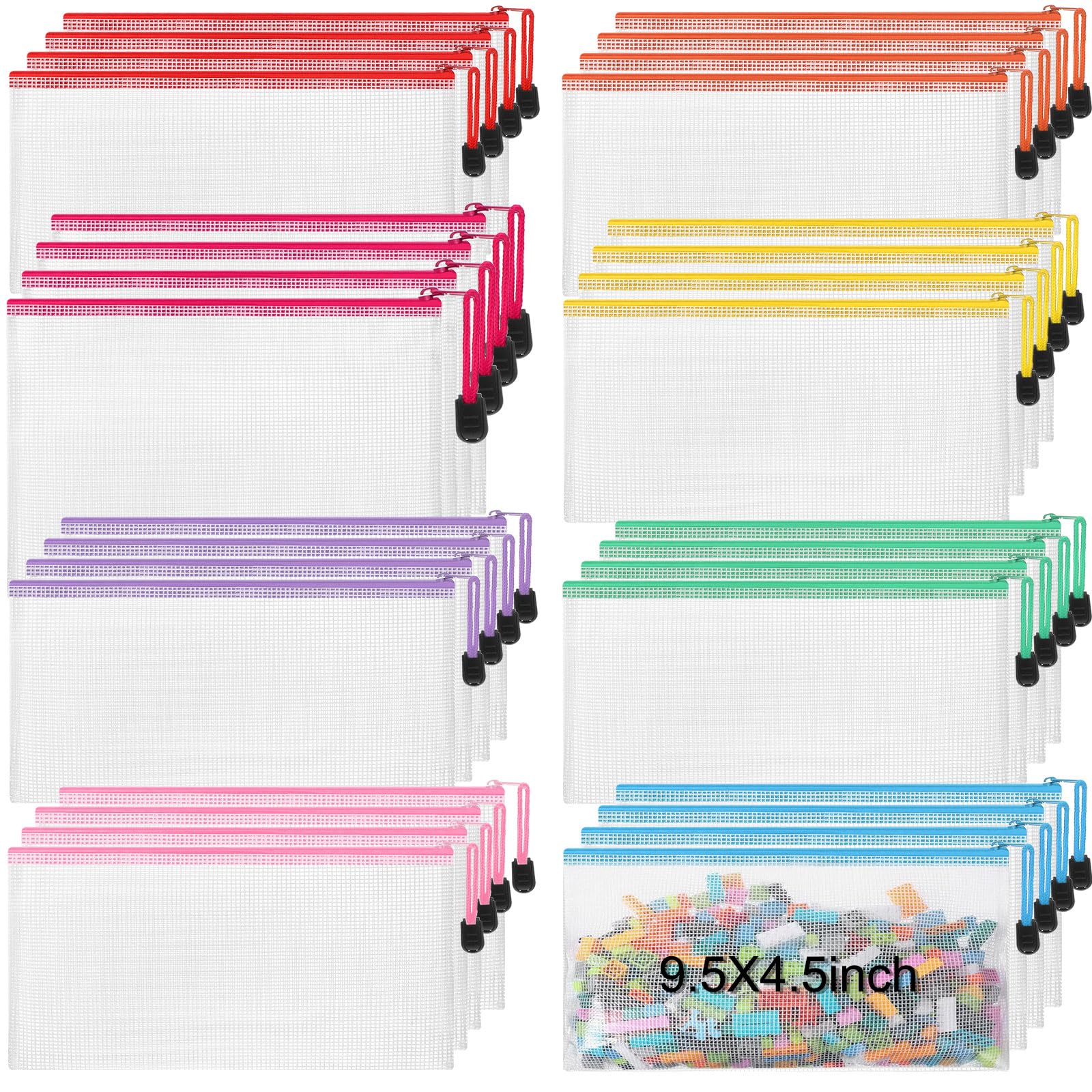 Jetec 32 Pcs Mesh Zipper Bags Toy Storage Bikini Organizer Bag Bolsas para Guardar Trajes De Baño Waterproof Zipper Reusable Pouch Puzzle Multipurpose