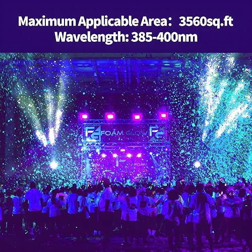 Miniatura 2 de YAYIT Luz de inundación de luz negra impermeable de 200 W con cable de 10 pies, interruptor+enchufe, luces LED negras IP66 para exteriores para gran