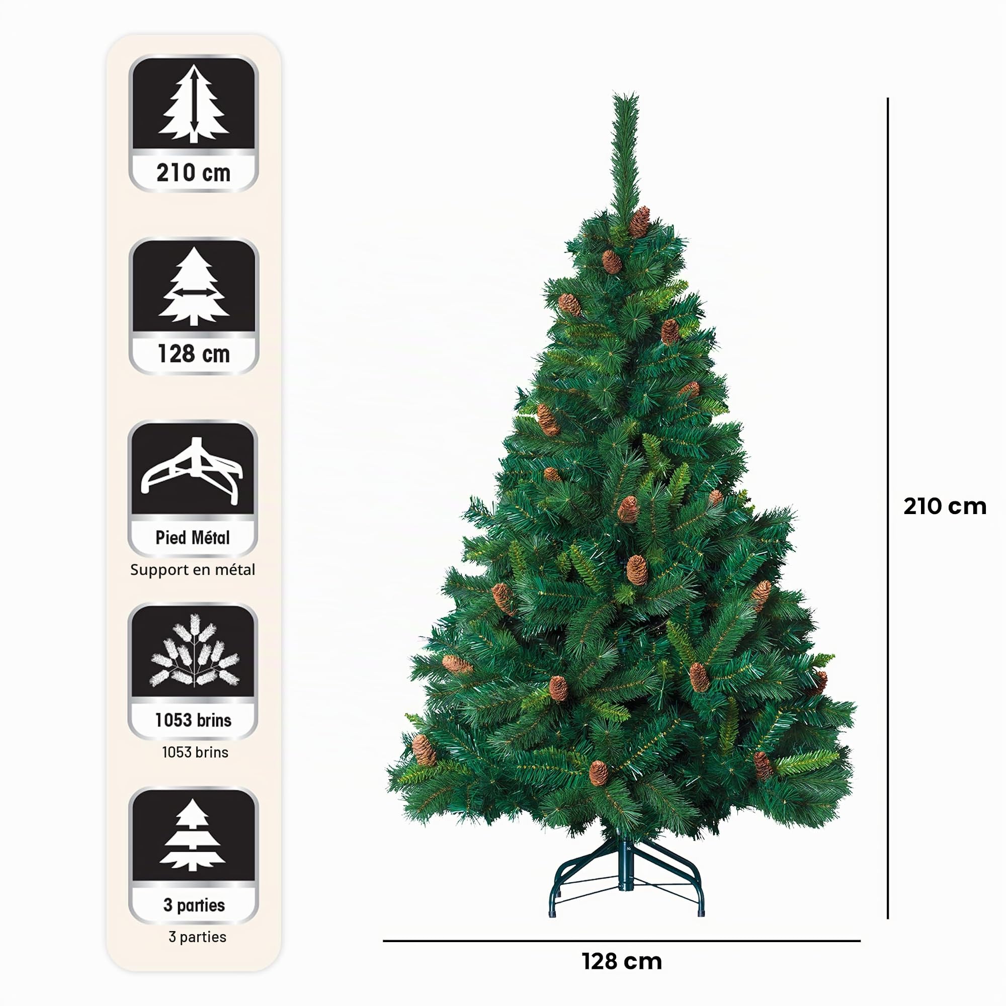 Jardideco - Sapin de Noël Artificiel Royal Majestic 210 cm