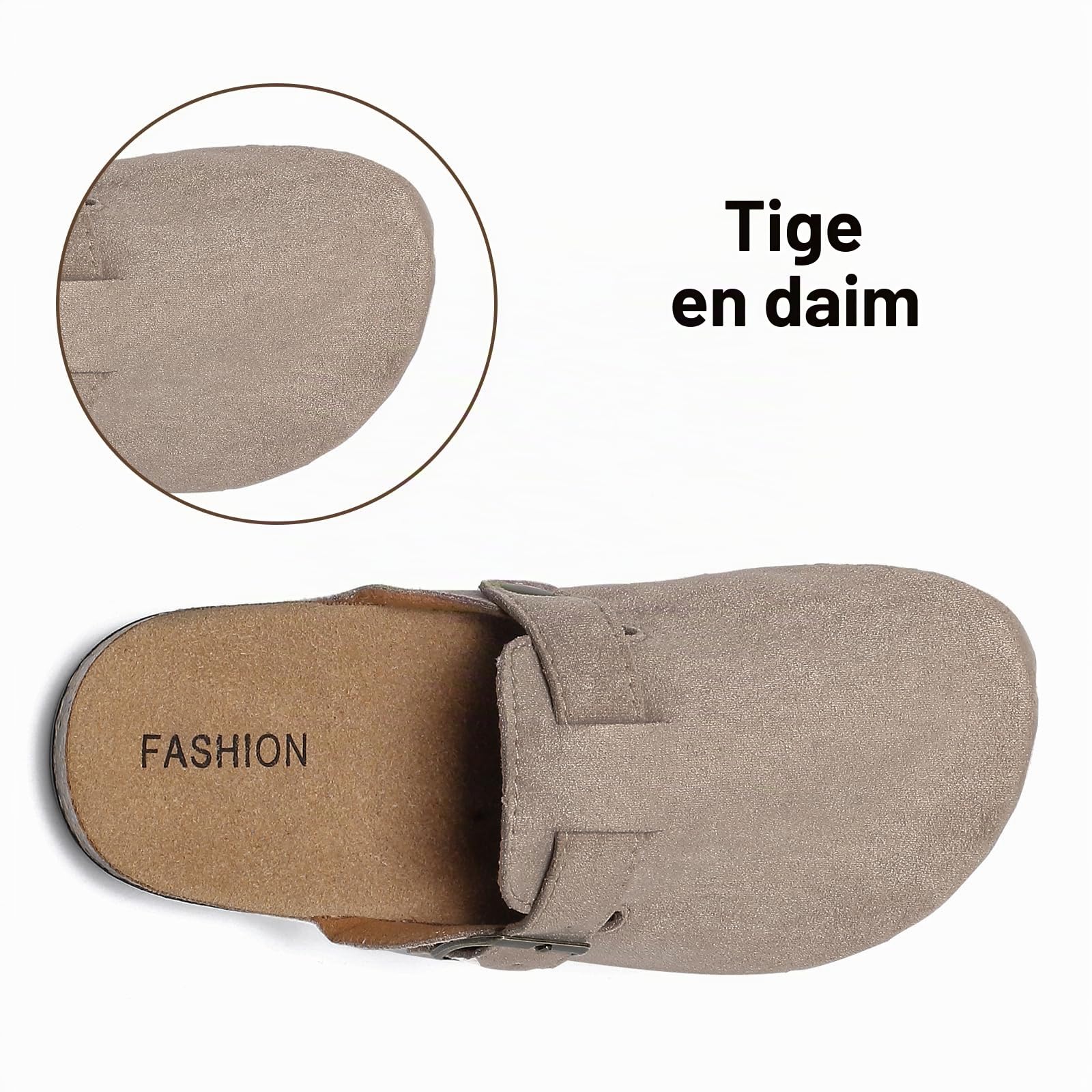 Mules et Sabots Enfants en Cuir, Garçon Fille, Chaussons Fermés avec Boucle Réglable, Plates et Confortables, Antidérapantes, Sandales Clog avec Semelles en Liège, Pantoufles Extérieur pour Jardin