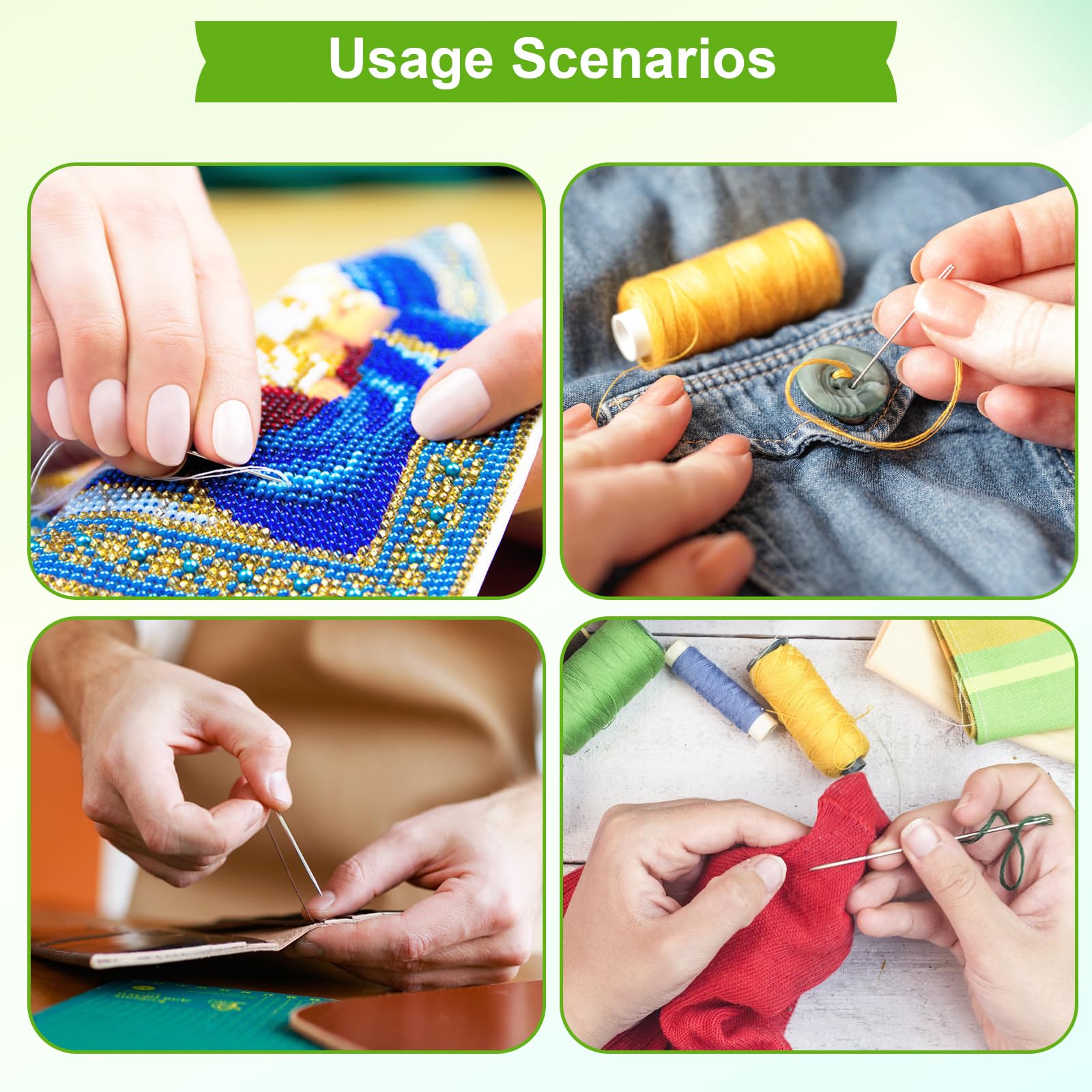 Set Di 20 Aghi Con Cruna Larga Per Cucire Pelle, Cuoio E Lavori Spessi - Con Bottiglia Inclusa - Foto 4