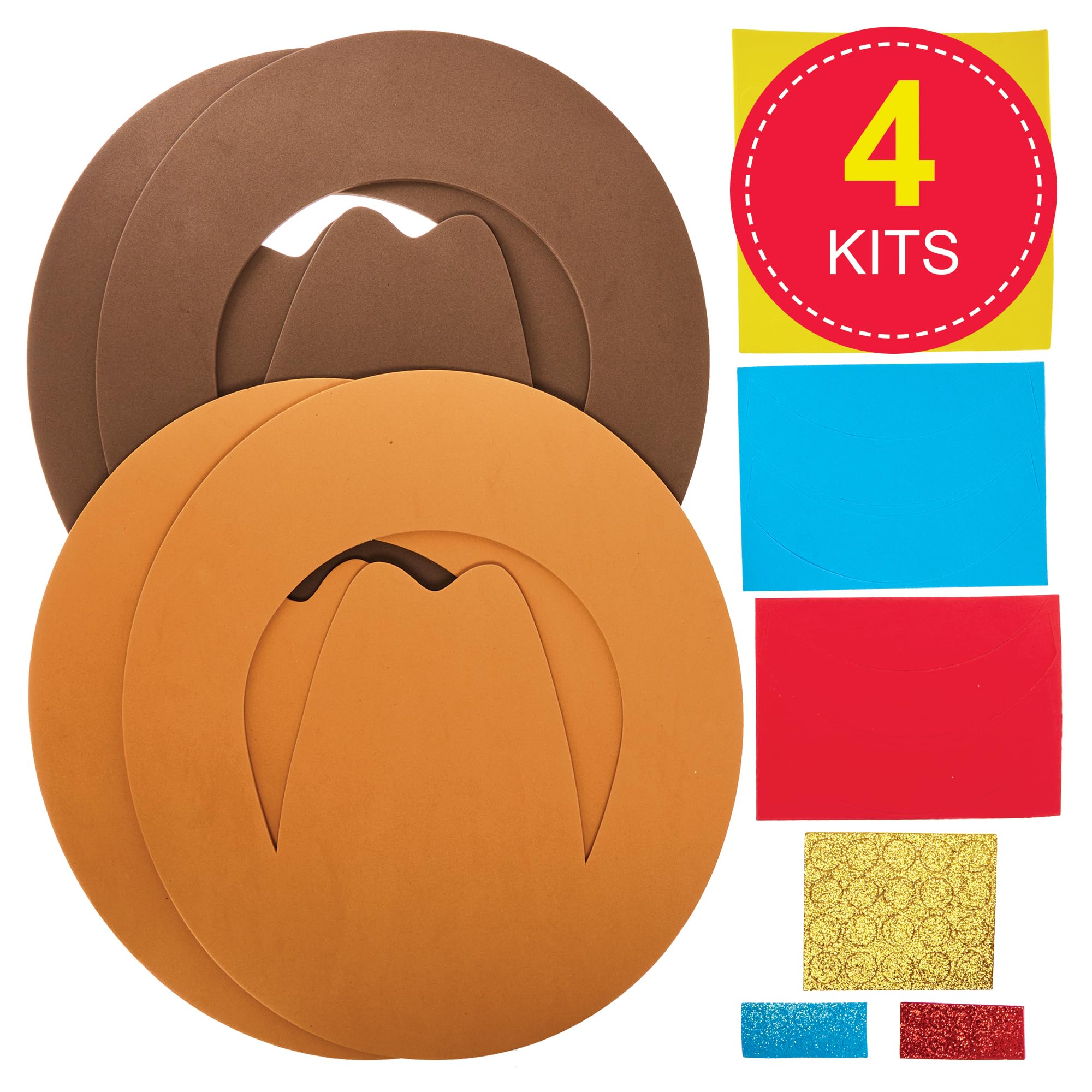 Baker Ross FN017 Cowboy Hat Kits - Pack of 4, Dress up and Pretend Play, Costumes for Kids, Multicolour, 32.5 cm - Image 2