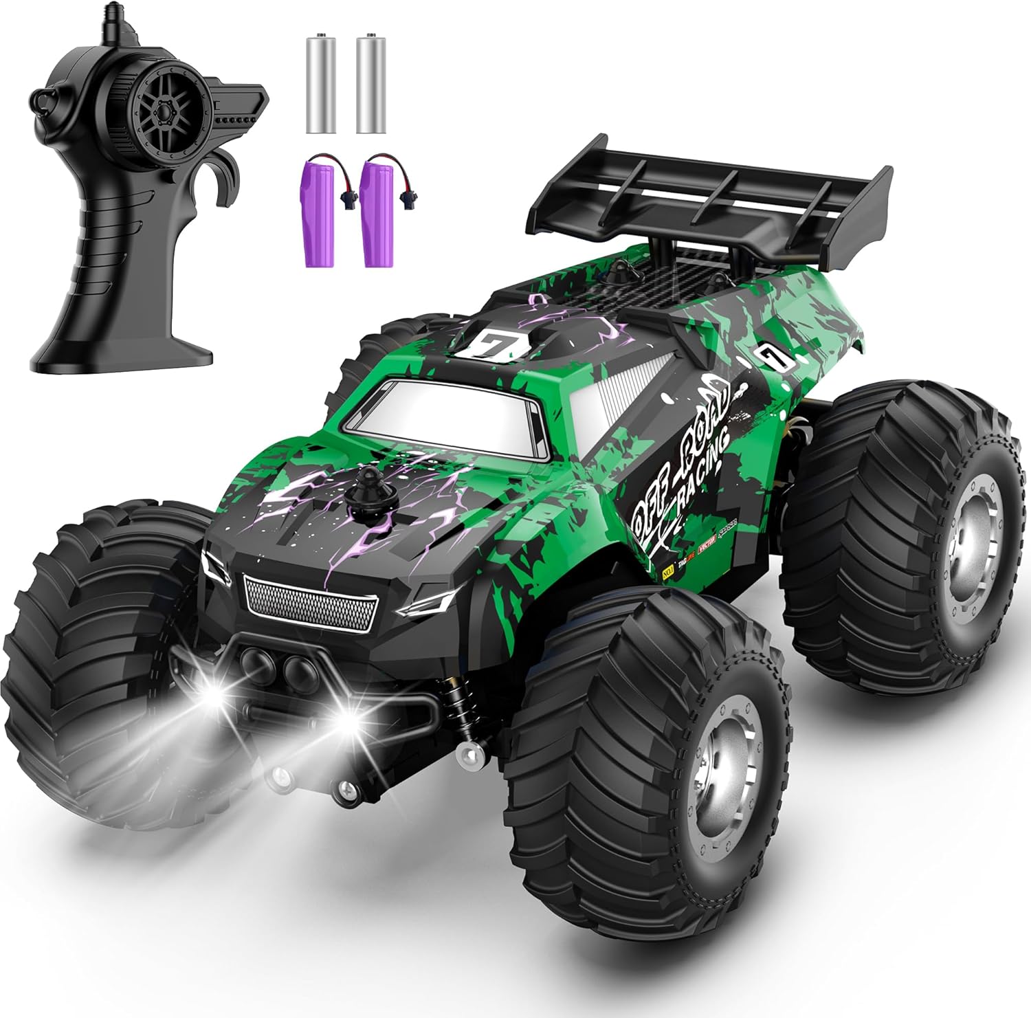 Auto a control remoto, camión de control remoto todo terreno para niños de 8 a 12 años, faros, motores duales, 120, 6.2 mih, 2.4 GHZ, apto para