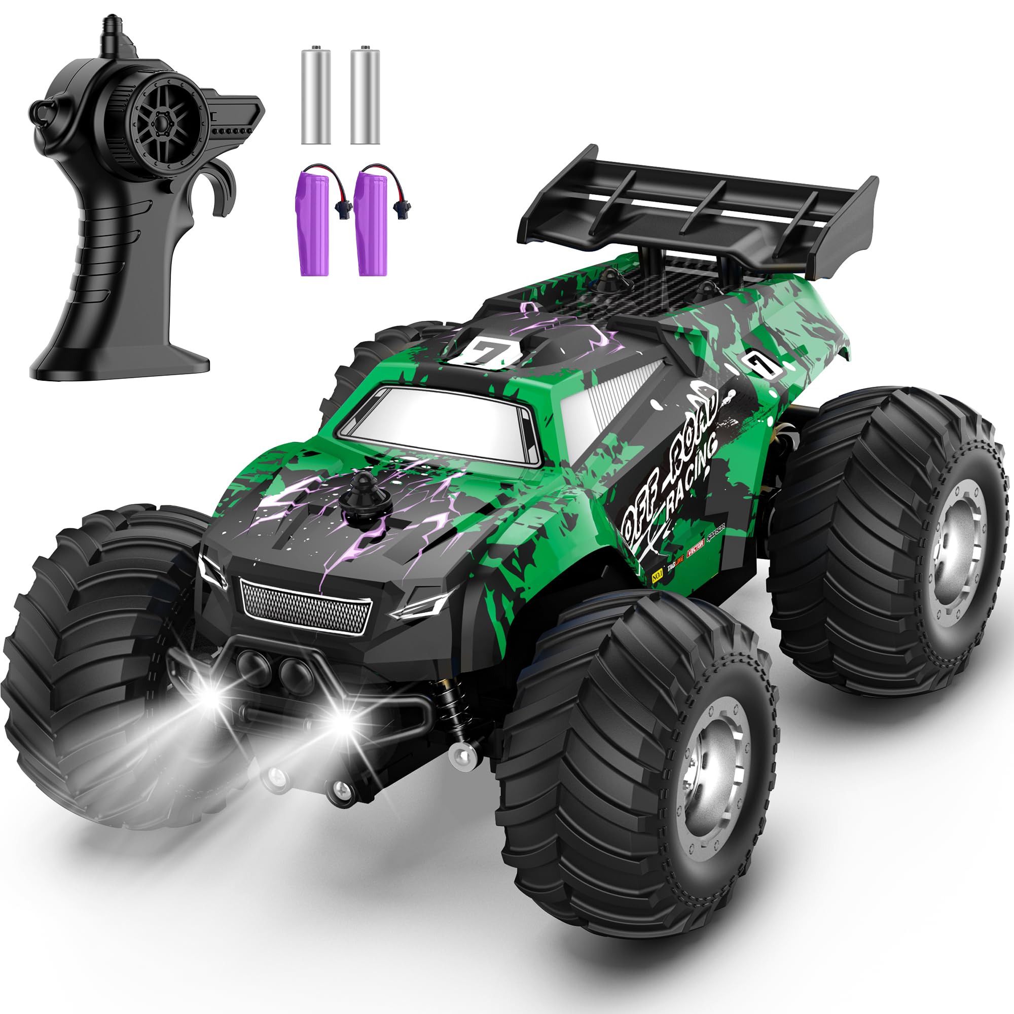 Remote Control Car All-Terrain Remote Control Truck for Boys 8-12 Headlight Dual Motors 1 20 10KM H 2