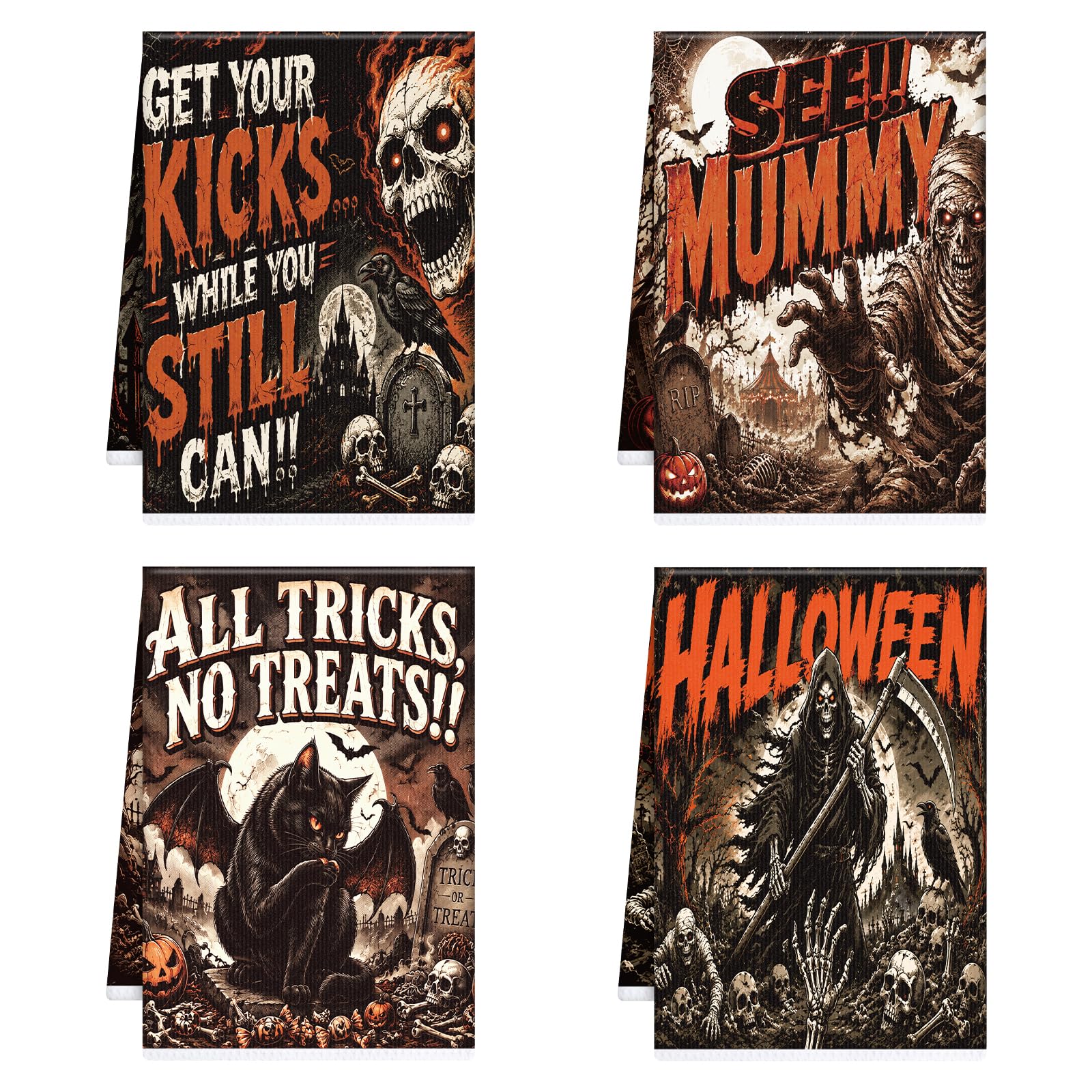 InIsaJace Halloween Kitchen Towels--4 Pcs